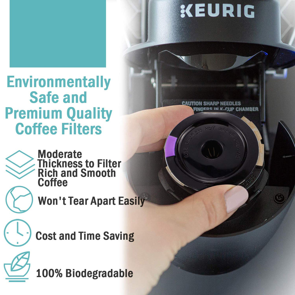 CAPMESSO Disposable Coffee Paper Filters Replacement Keurg Filter Compatible with Reusable Single Serve Pods Keurg Coffee Maker-300 Count (Natural)