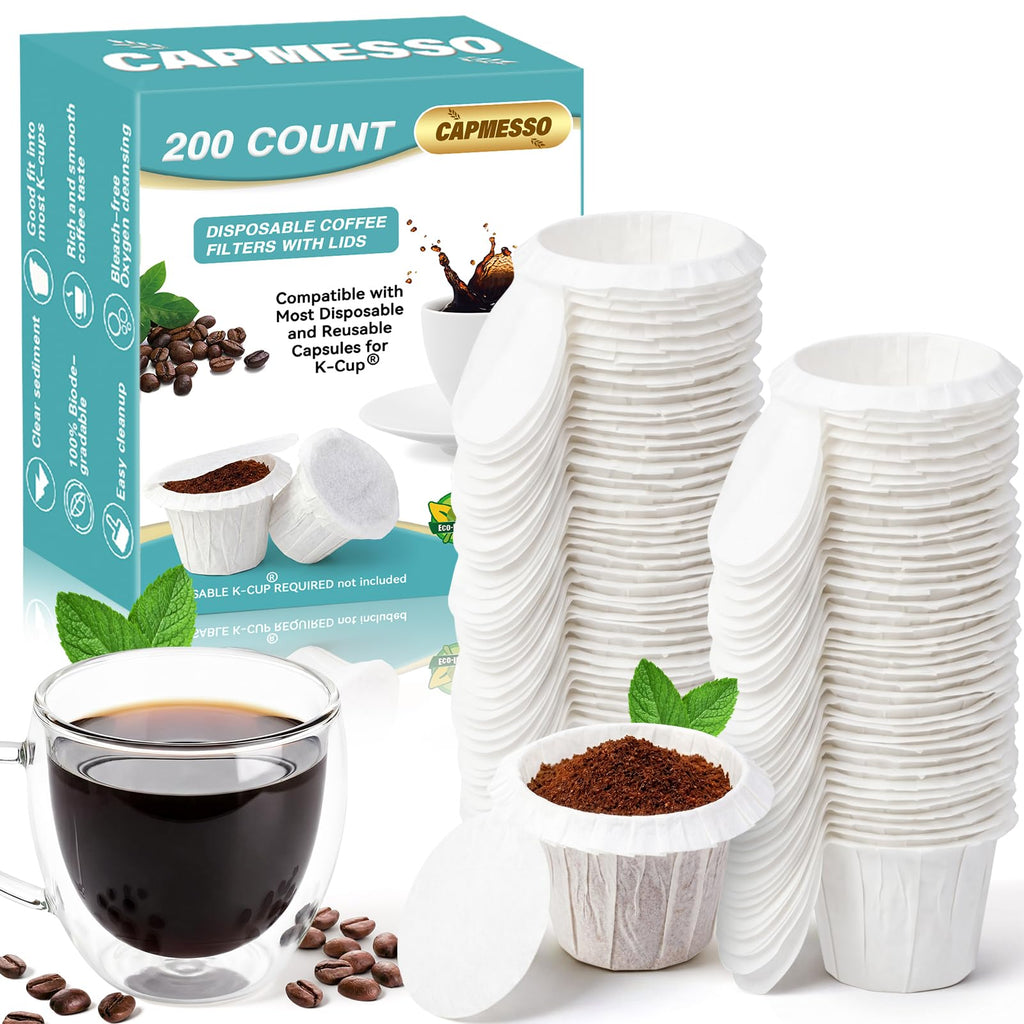 CAPMESSO Disposable Coffee Paper Filters Replacement Keurg Filter Compatible with Reusable Single Serve Pods Keurg Coffee Maker-300 Count (Natural)
