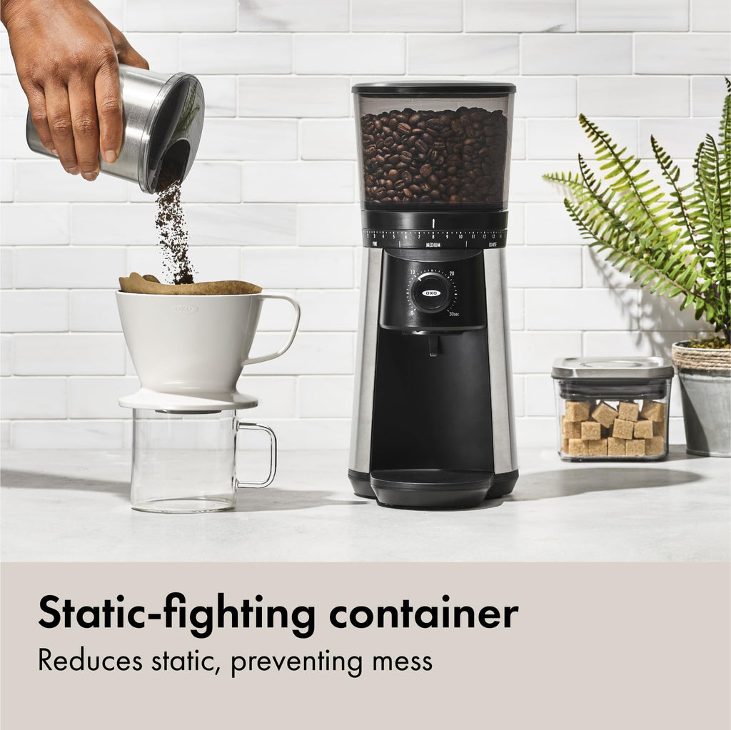 OXO Brew Conical Burr Coffee Grinder - Storm Blue, Stainless Steel Burrs, One-Touch Automatic Smart Grind