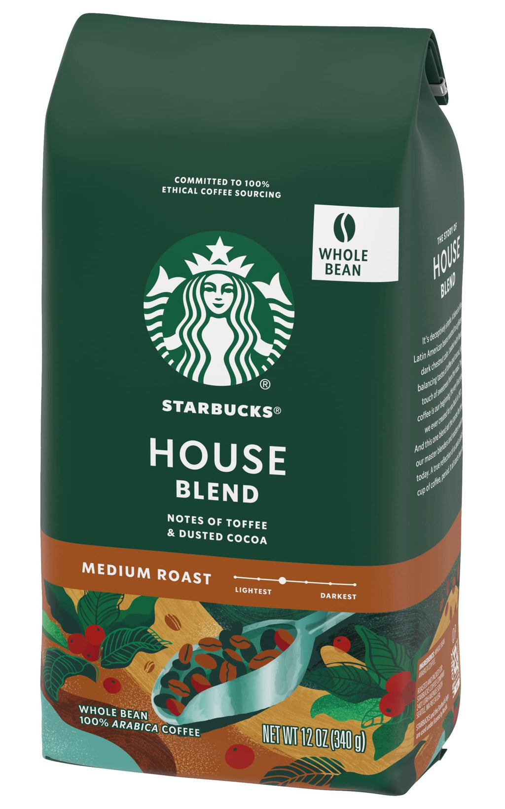 Starbucks Whole Coffee Beans, Medium Roast Hot or Iced Coffee, Pike Place Roast, 28 oz