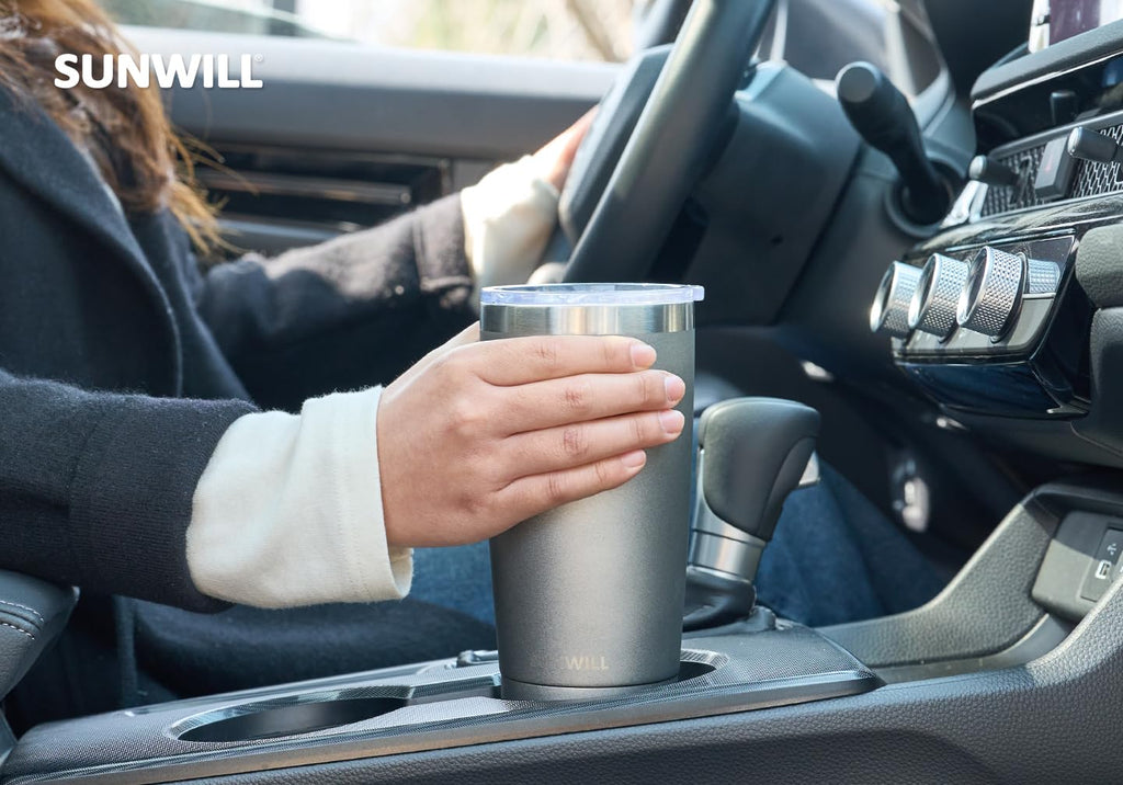 SUNWILL Travel Coffee Tumbler 20 oz, Insulated Mug with Lid, Stainless Steel Cup for Outdoor, Powder Coated Navy