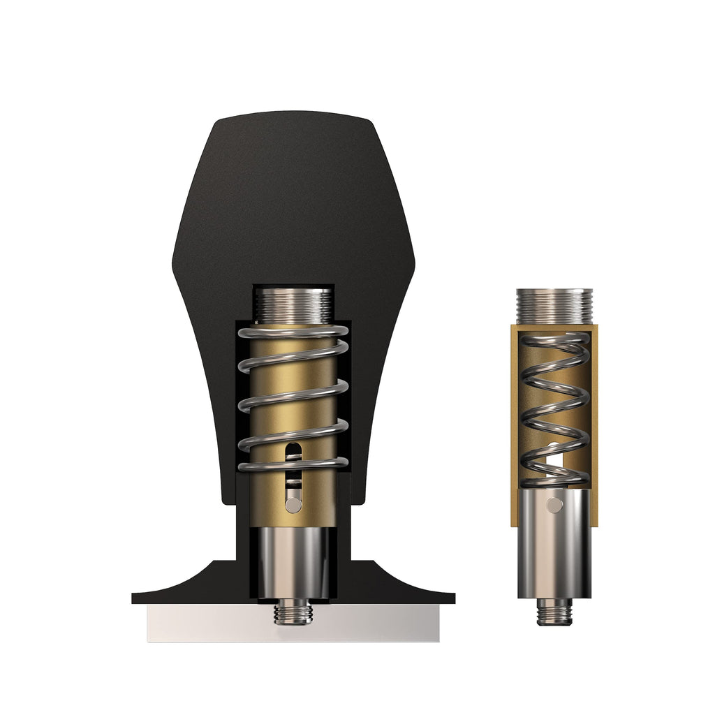 Normcore V4 Coffee Tamper 53.3mm - Spring-Loaded Tamper - Barista Espresso Tamper with 15lb / 25lb / 30lbs Replacement Springs - Anodized Aluminum Handle and Stand - Flat Base, Black