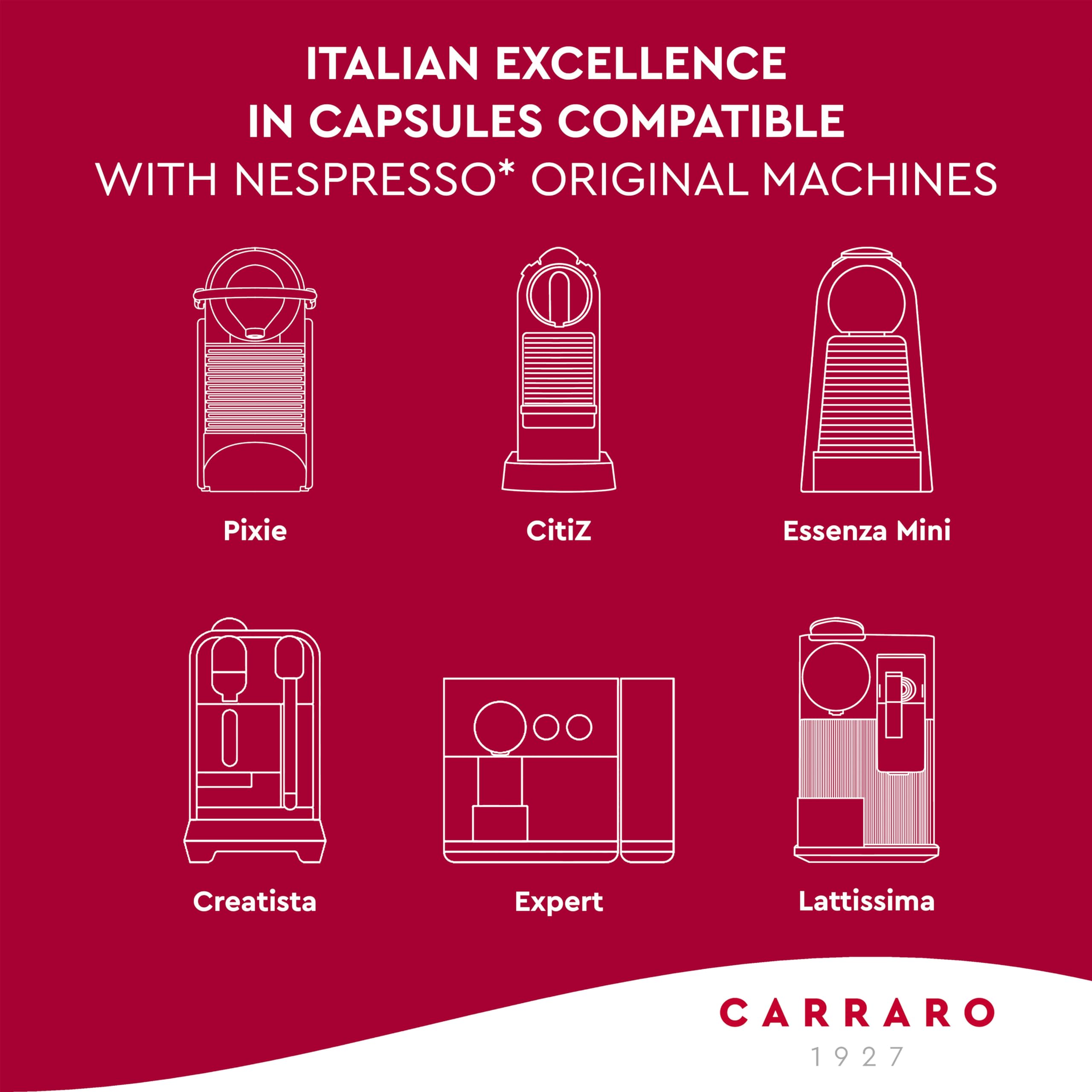 CARRARO Variety Pack - 100 Premium Espresso Pods Compatible with Nespresso Original Machines - Medium & Dark Roast Espresso Aluminum Capsules, 10 Packs - 100 Servings, Made in Italy