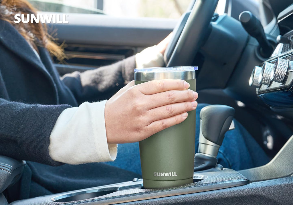 SUNWILL Travel Coffee Tumbler 20 oz, Insulated Mug with Lid, Stainless Steel Cup for Outdoor, Powder Coated Navy