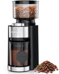 Aromaster Burr Coffee Grinder, Electric Conical Coffee Bean Grinder for Home Use, with 25 Grind Settings,3-Ears Portafilter Holder, Anti-static Design, Adjustable 2-12 Cups Timer, Cleaning Brush