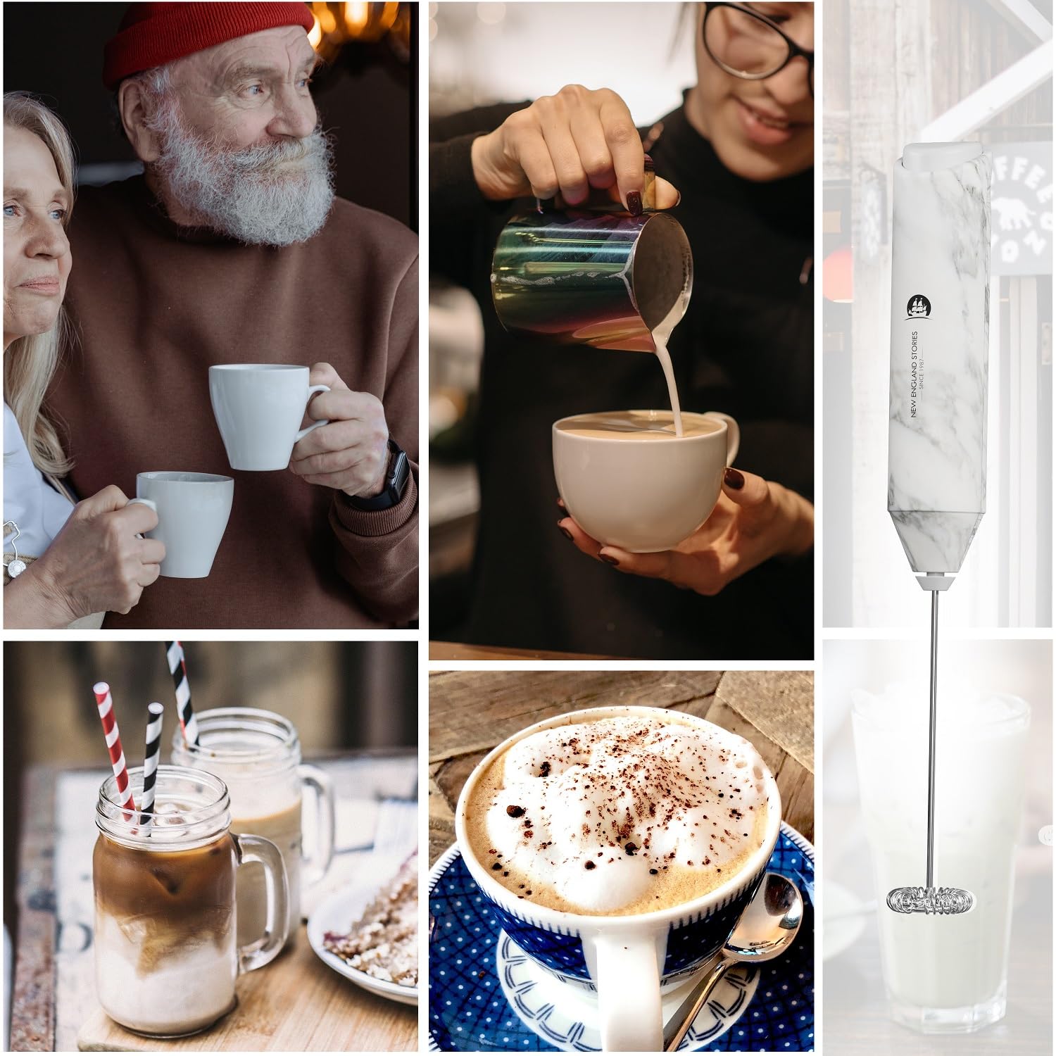 Powerful Milk Frother Handheld Foam Maker, Mini Whisk Drink Mixer for Coffee, Cappuccino, Latte, Matcha, Hot Chocolate, No Stand, Green