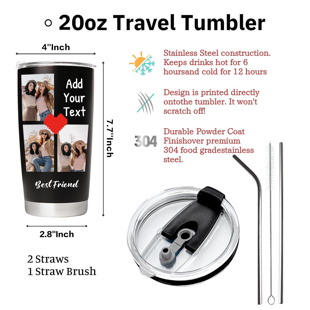 Personalized Tumbler Custom Coffee Tumbler Laser Engrave with Name 20 Oz Stainless Steel Travel Tumbler Cup Mug Personalized Gifts for Birthday Christmas Anniversary for Men Women Kids