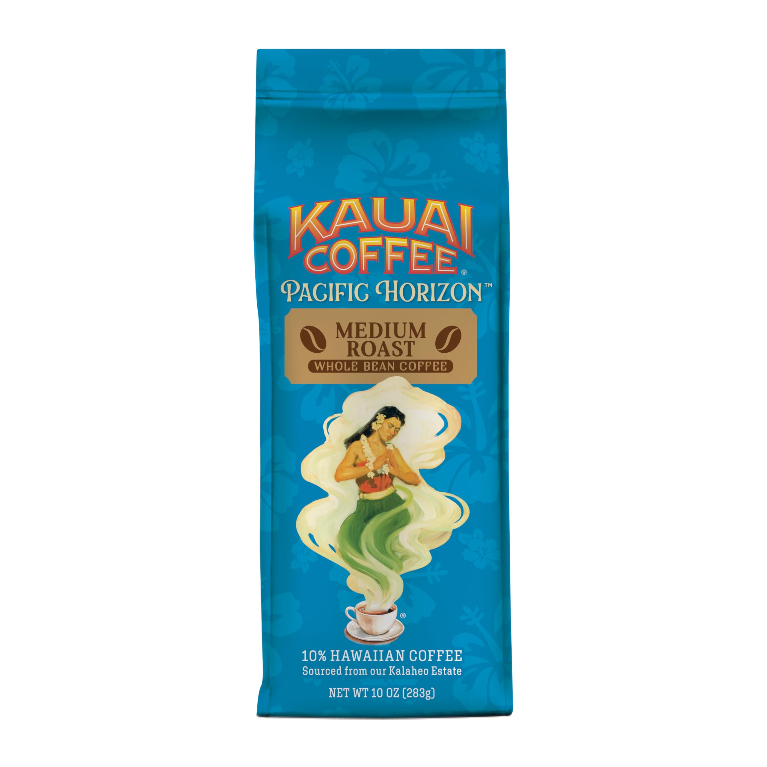 Kauai Coffee Whole Bean Coffee – Smooth, Non-Bitter Pure Arabica – Light Floral Notes & Bright Aroma – Grown on Hawaii's Largest Coffee Farm – Koloa Estate Medium Roast, 1 Pack of 10oz