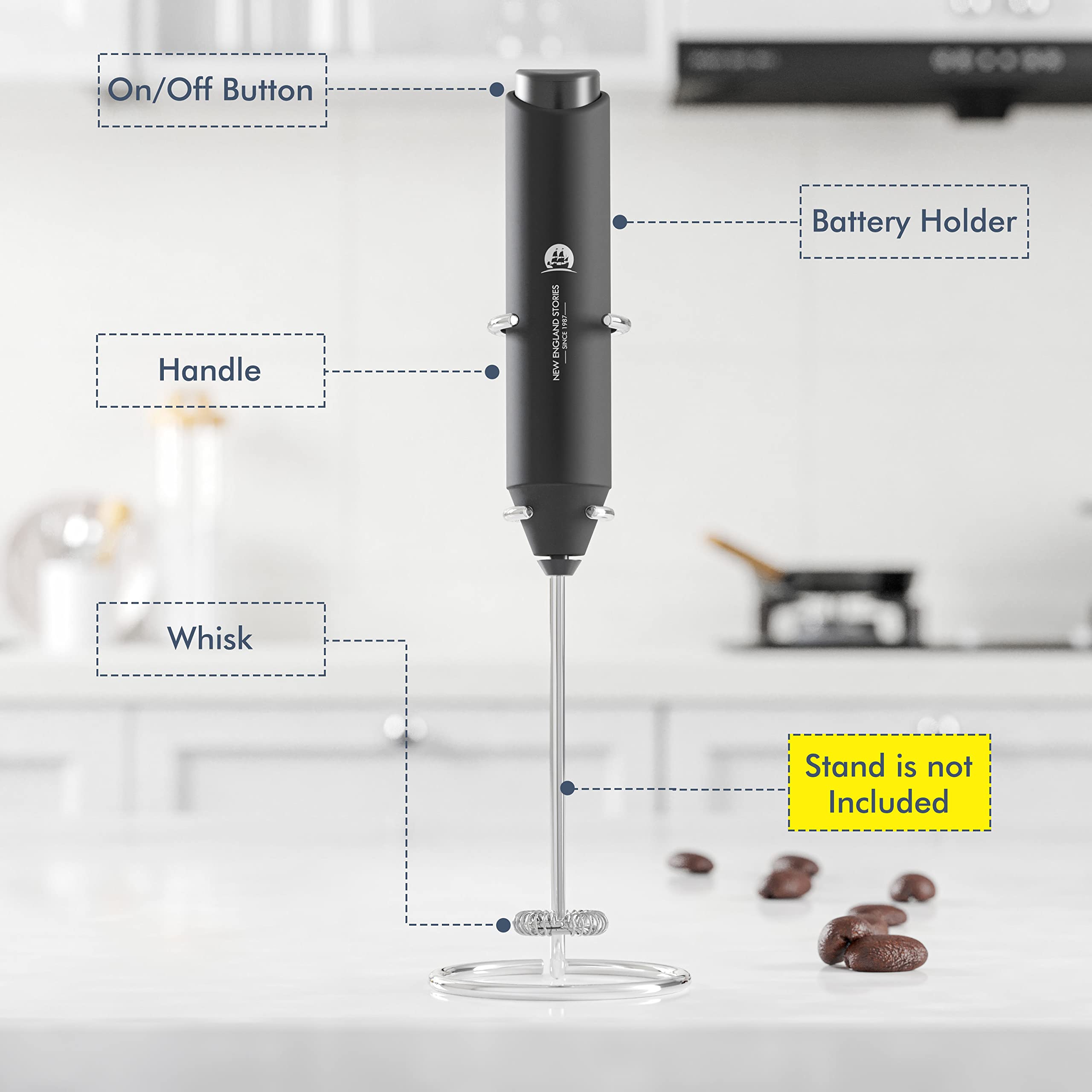 Powerful Milk Frother Handheld Foam Maker, Mini Whisk Drink Mixer for Coffee, Cappuccino, Latte, Matcha, Hot Chocolate, No Stand, Green