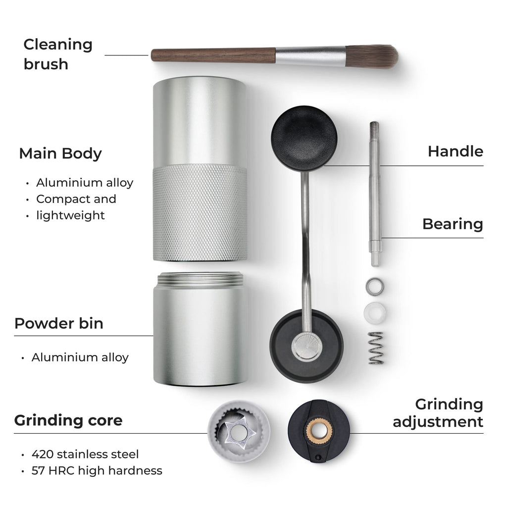 Premium Manual Coffee Grinder for Espresso, Pour Over & French Press with Stainless Steel Conical Burr, Precision Adjustable Hand Grinder, Compact Travel Size - by Alpaca Ventures