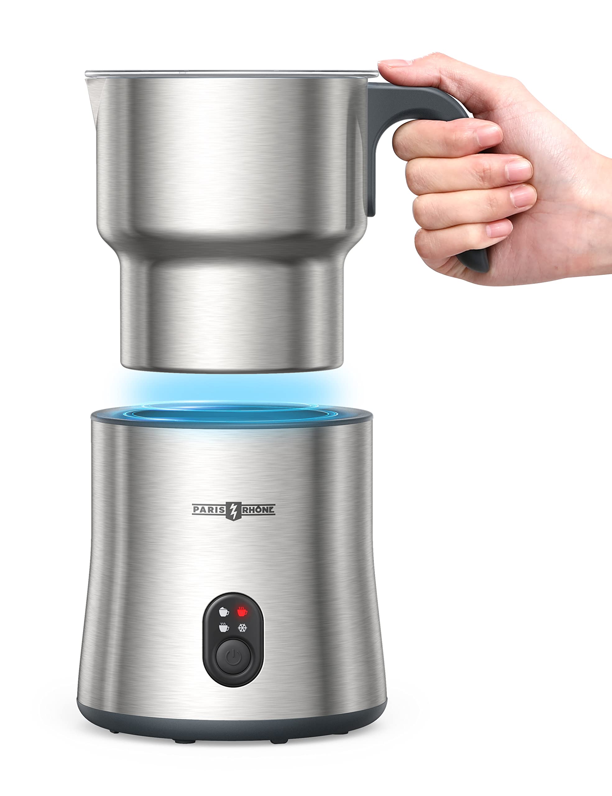 Electric Milk Frother, Paris Rhône 4-in-1 Milk Steamer and Frother, Hot & Cold Foam Milk Warmer with Temperature Control, Auto Shut-Off Frothers for Coffee, Latte,Macchiato, Cappuccino