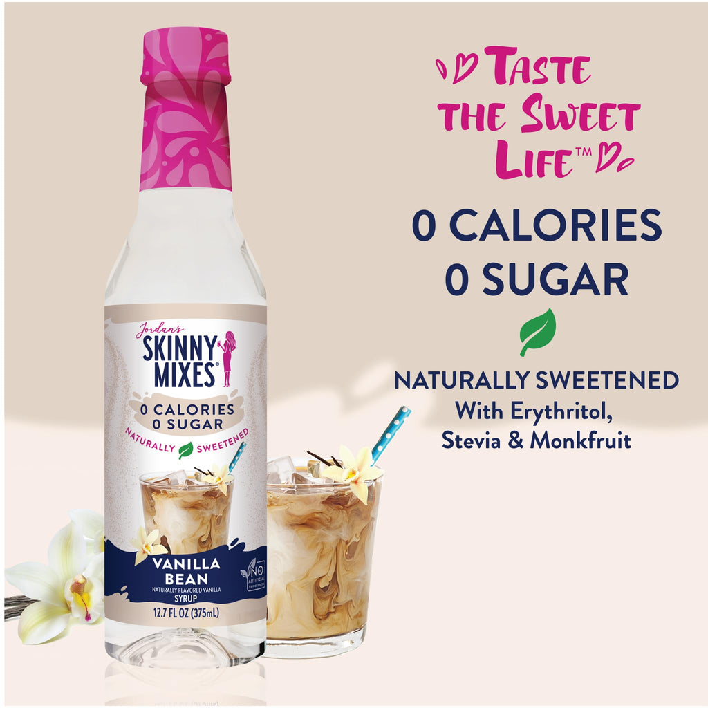 Jordan's Skinny Mixes Sugar Free Coffee Syrup, Cinnamon Dolce Coffee Flavoring Syrup, Naturally Sweetened Zero Calorie Drink Mix, Lattes, Baking or Protein Shake, Dairy & Gluten Free, 12.7 Fl Oz