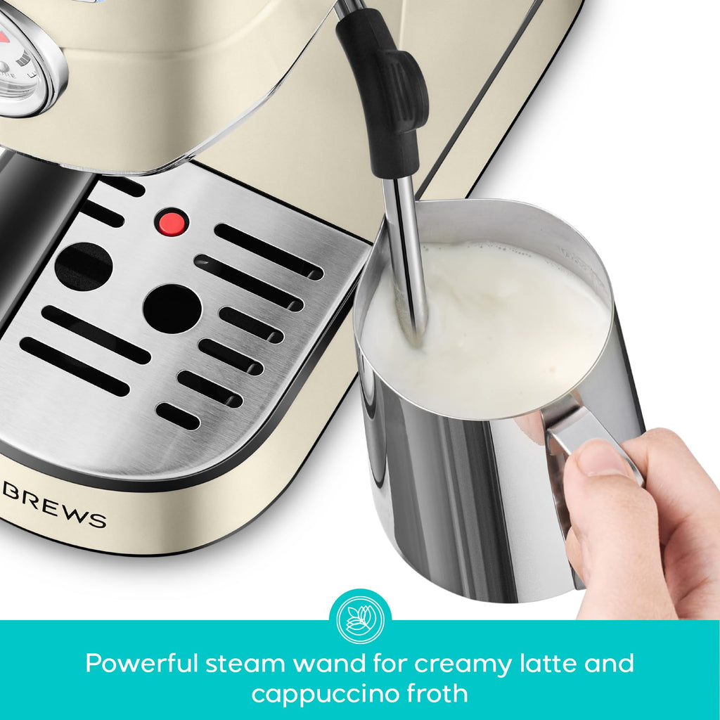 CASABREWS CM5418 Espresso Machine 20 Bar, Compact Espresso Maker with Steam Milk Frother, Stainless Steel Coffee Machine with 34oz Removable Water Tank for Cappuccino, Gift for Women or Men, Silver
