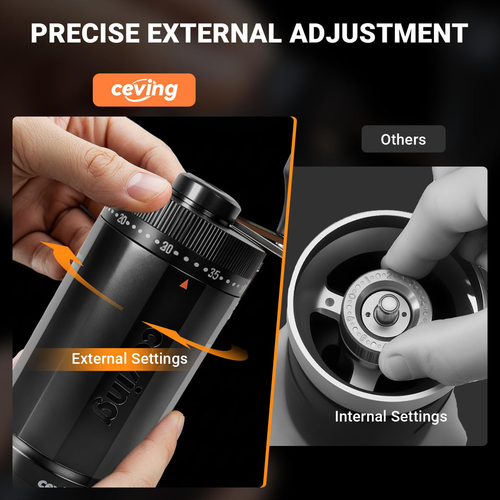 Mini Manual Coffee Grinder with 40 Adjustable Settings, Portable Hand Coffee Bean Mill with 30g Capacity, Conical Burr Coffee Grinder with Crank for Travel, Camping, Office, Espresso, Pour Over, etc