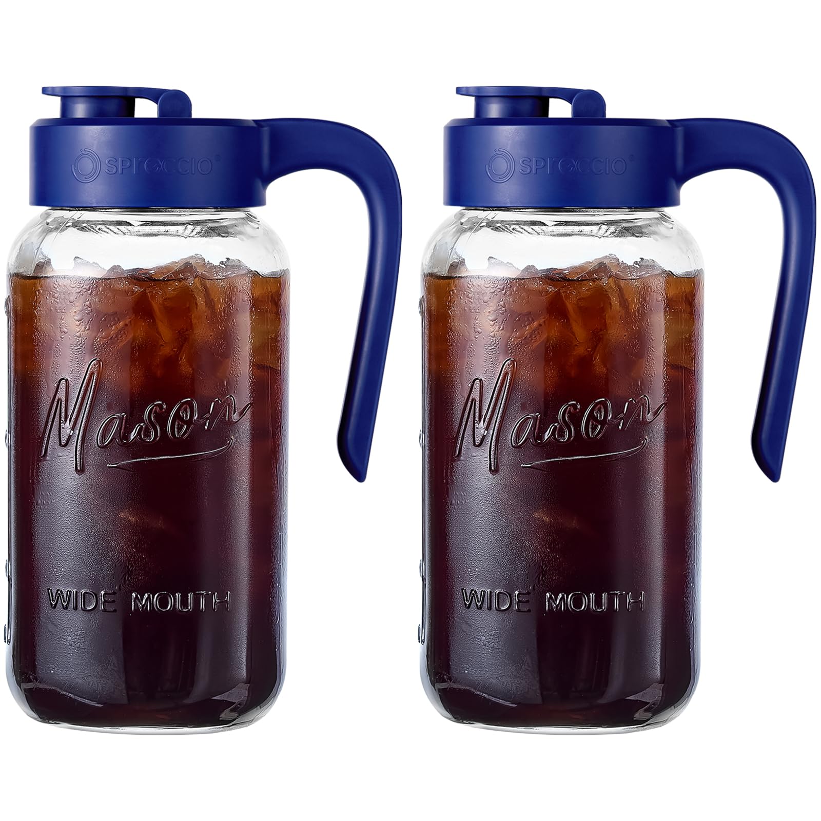 Mason Jar Pitcher - Airtight & Leakproof Glass Pitcher with Lid, Perfect for Breastmilk, Cold Brew, and Sun Tea, 2 Quart (64 oz) Mason Jar with Pour Spout Lid