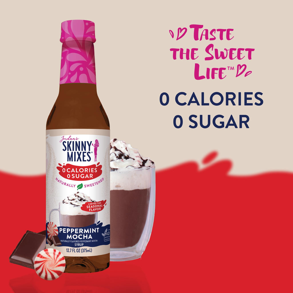 Jordan's Skinny Mixes Sugar Free Coffee Syrup, Cinnamon Dolce Coffee Flavoring Syrup, Naturally Sweetened Zero Calorie Drink Mix, Lattes, Baking or Protein Shake, Dairy & Gluten Free, 12.7 Fl Oz