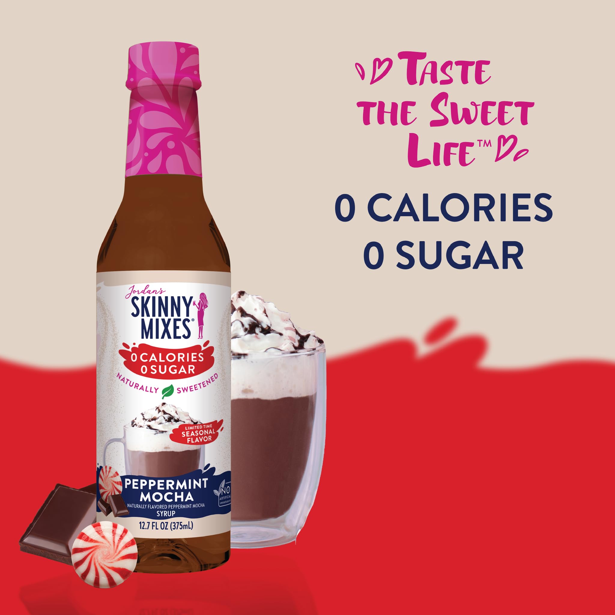 Jordan's Skinny Mixes Sugar Free Coffee Syrup, Cinnamon Dolce Coffee Flavoring Syrup, Naturally Sweetened Zero Calorie Drink Mix, Lattes, Baking or Protein Shake, Dairy & Gluten Free, 12.7 Fl Oz