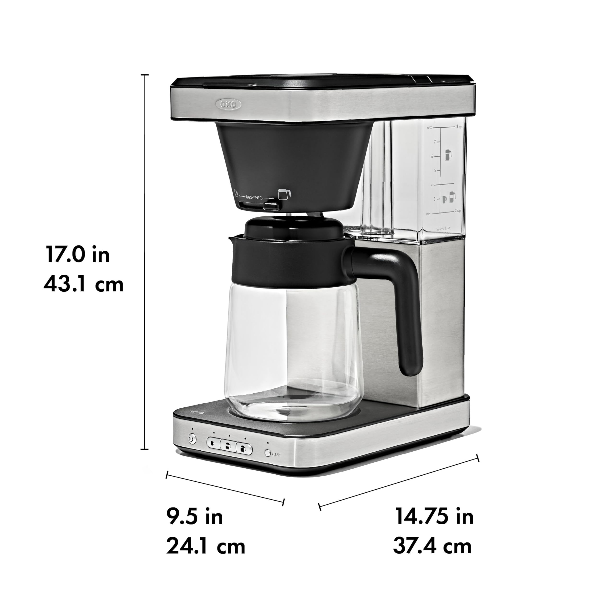OXO Brew 8-Cup Coffee Maker - Single-Serve & Carafe, Thermal Stainless Steel, SCA Certified