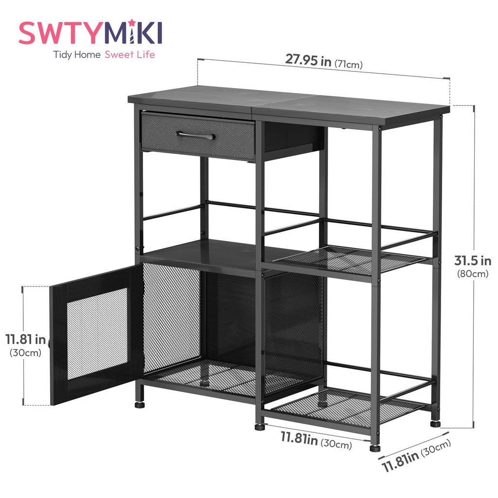 SWTYMIKI Coffee Bar Cabinet for Home - Farmhouse Coffee Stand Station Multi-Purpose Buffet Sideboard Cabinet with Drawers - Kitchen Bar Table for Living Room, Corner, Small Space, Espresso
