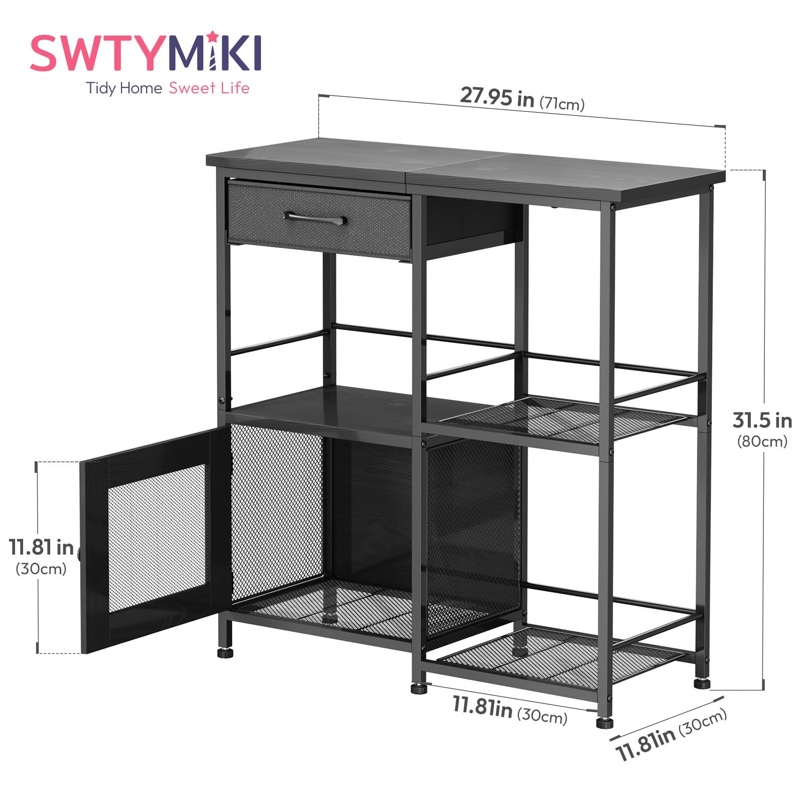 SWTYMIKI Coffee Bar Cabinet for Home - Farmhouse Coffee Stand Station Multi-Purpose Buffet Sideboard Cabinet with Drawers - Kitchen Bar Table for Living Room, Corner, Small Space, Espresso
