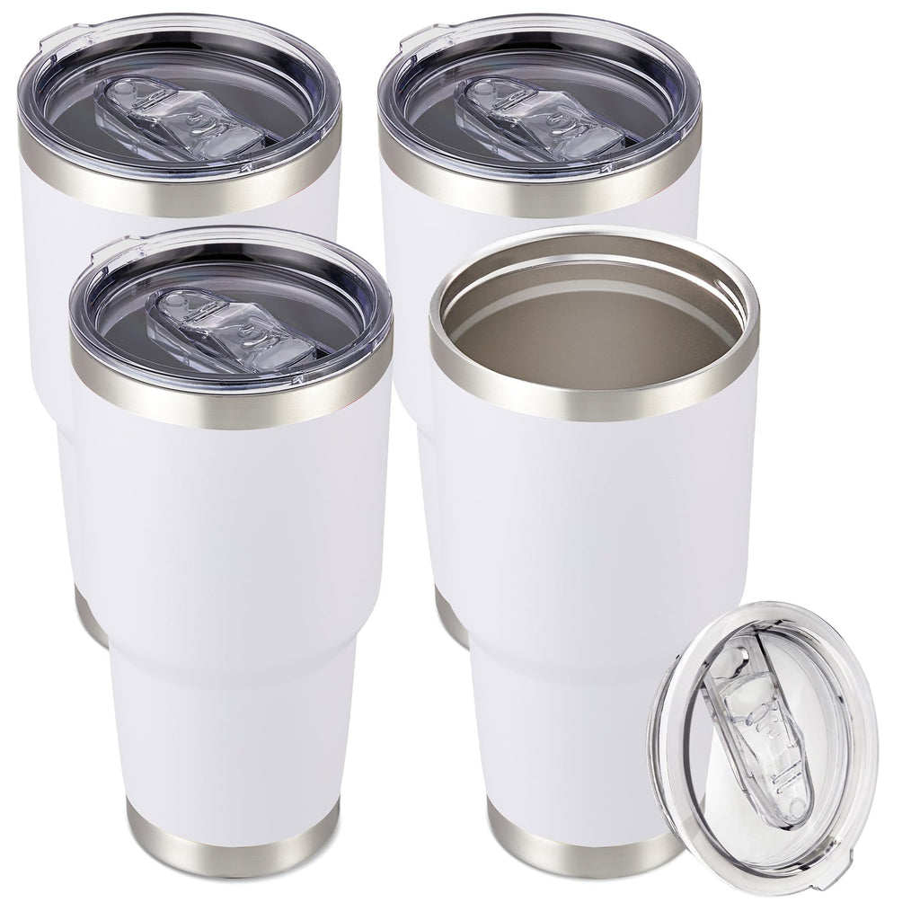 30 oz Tumbler with Lid Stainless Steel Tumblers Bulk Vacuum Insulated Cup Reusable Powder Coated Travel Mug Double Wall Leak Proof Cups Keep Cold Drinks for 12 Hours Black, Set of 8