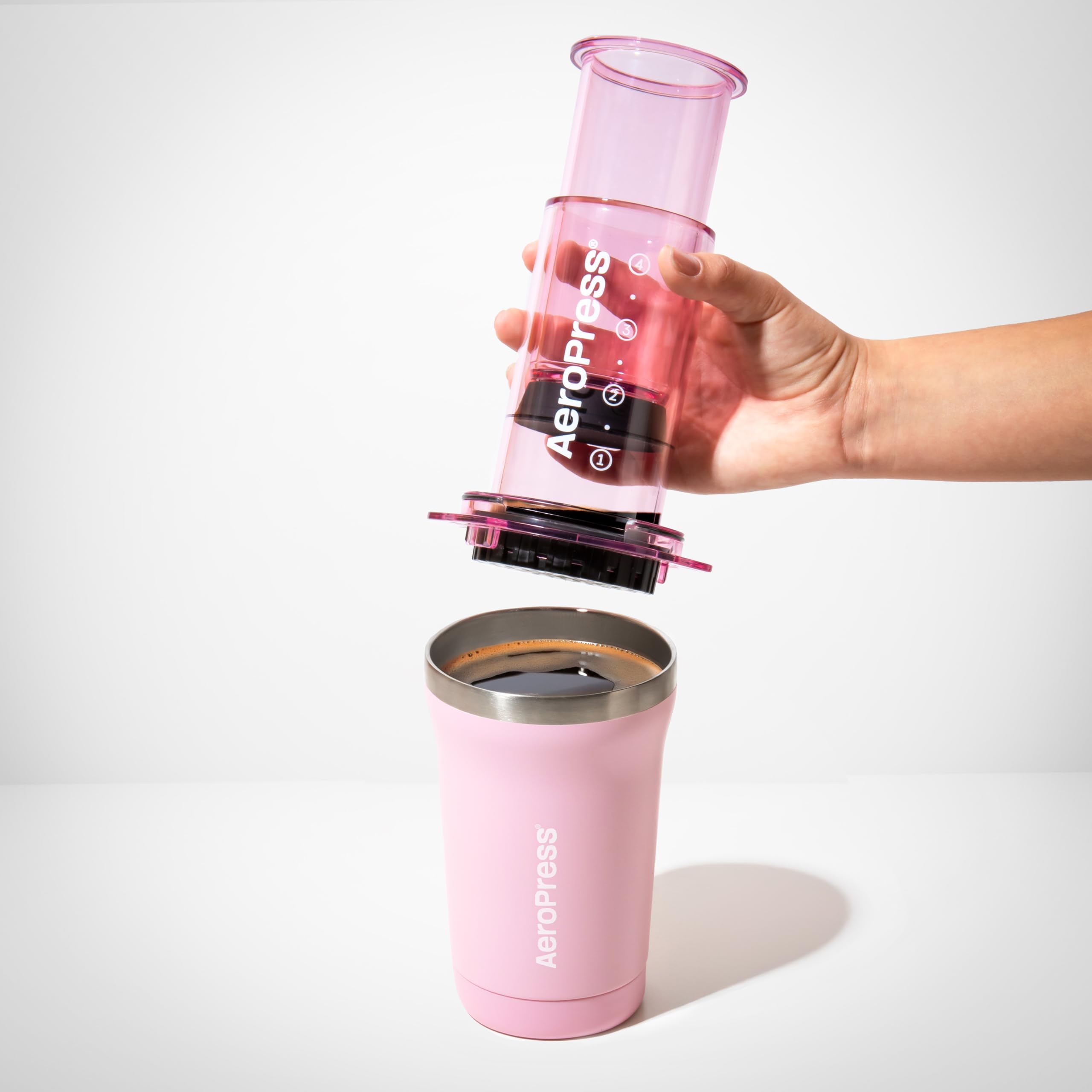 AeroPress Go, Extra Small Portable Coffee Maker Kit, Travel, Hiking & Camping, All-in-One French Press, Pour-Over & Espresso Style Manual Brewer, 2 Min Brew Makes a Less Bitter, More Flavorful Cup