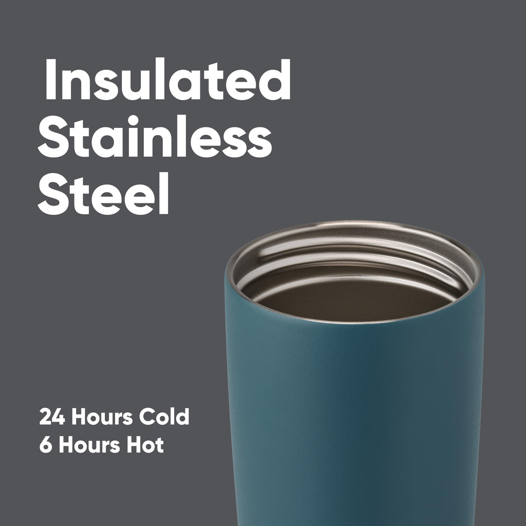 Owala SmoothSip Slider Insulated Stainless Steel Coffee Tumbler, Reusable Iced Coffee Cup, Hot Coffee Travel Mug, BPA Free 12 oz, Vanilla Bean
