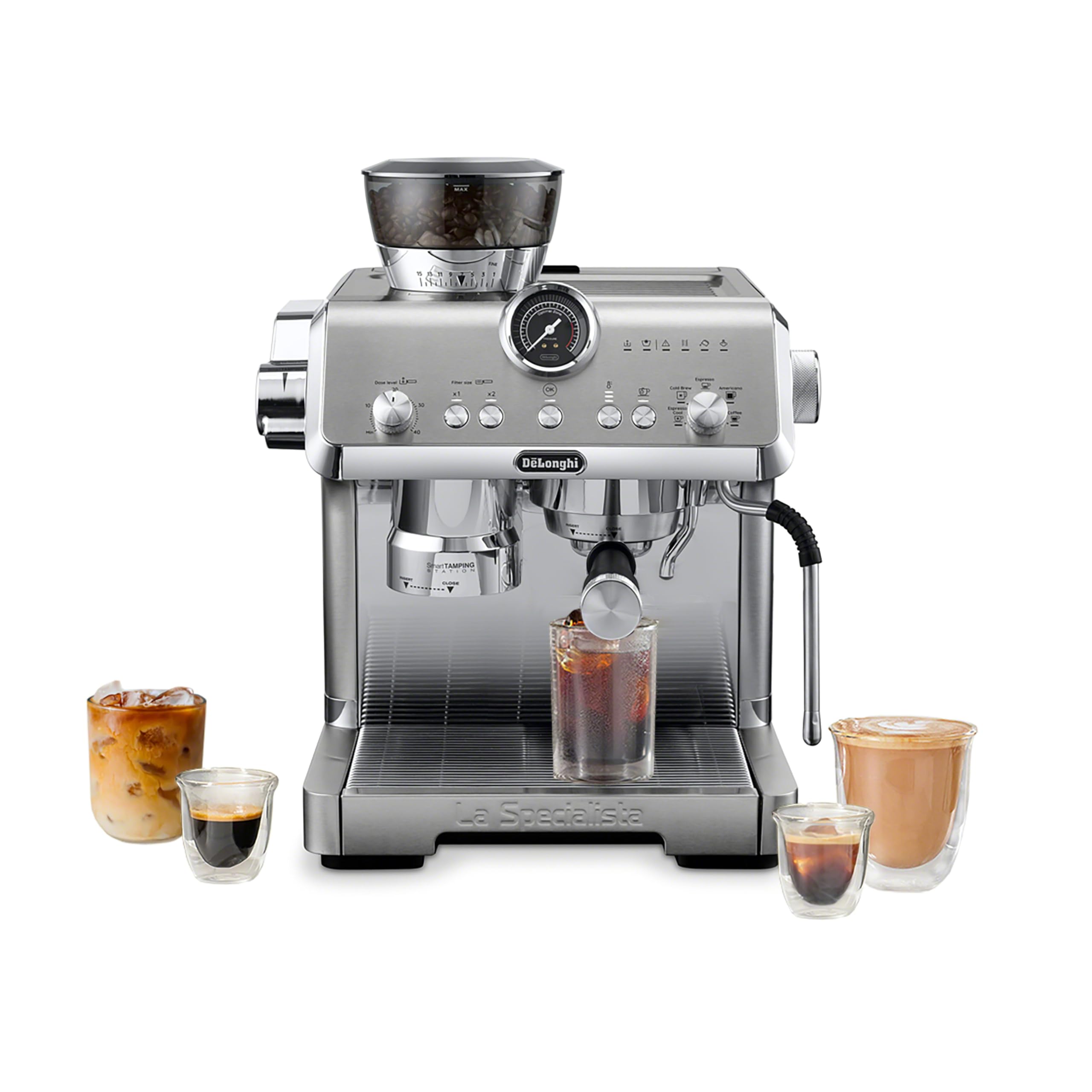 De'Longhi La Specialista Arte Evo Espresso Machine - Compact Cold Brew Coffee Maker with Grinder, Milk Steam Wand/Frother & Tamping Tools - Home Barista Kit for Lattes, Cappuccinos, Iced Coffee