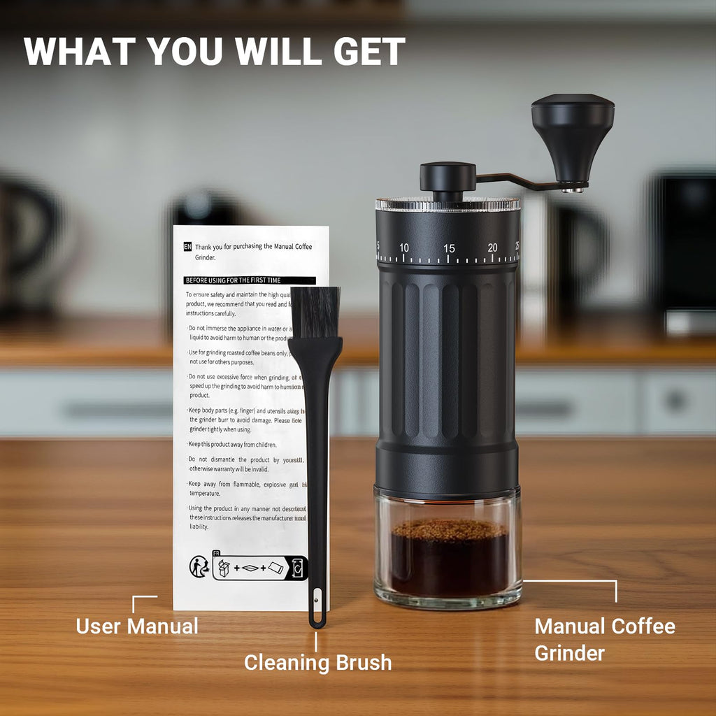 World's First 60g Large Capacity Manual Coffee Grinder, Portable Hand Coffee Bean Mill with 40 Adjustable Settings, Stainless Steel Burr Grinder for Pour Over, Camping, Travel, Gift (Forest Green)
