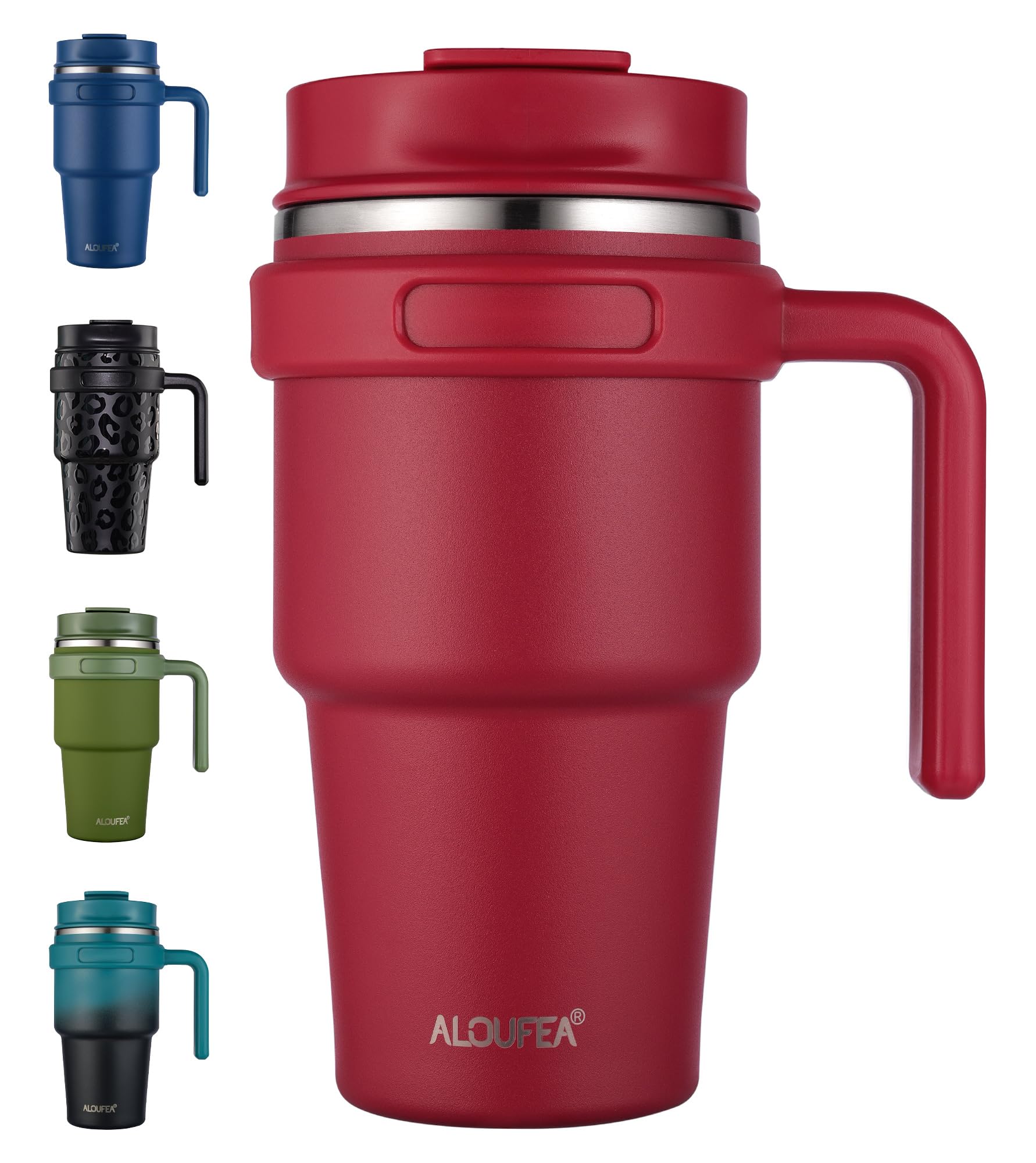 20 oz Insulated Coffee Mug Tumbler with Handle, Stainless Steel Travel Mug Tumbler with Lid and Straw,Double Wall Vacuum Leak Proof Ice Coffee Thermal Cup, Black