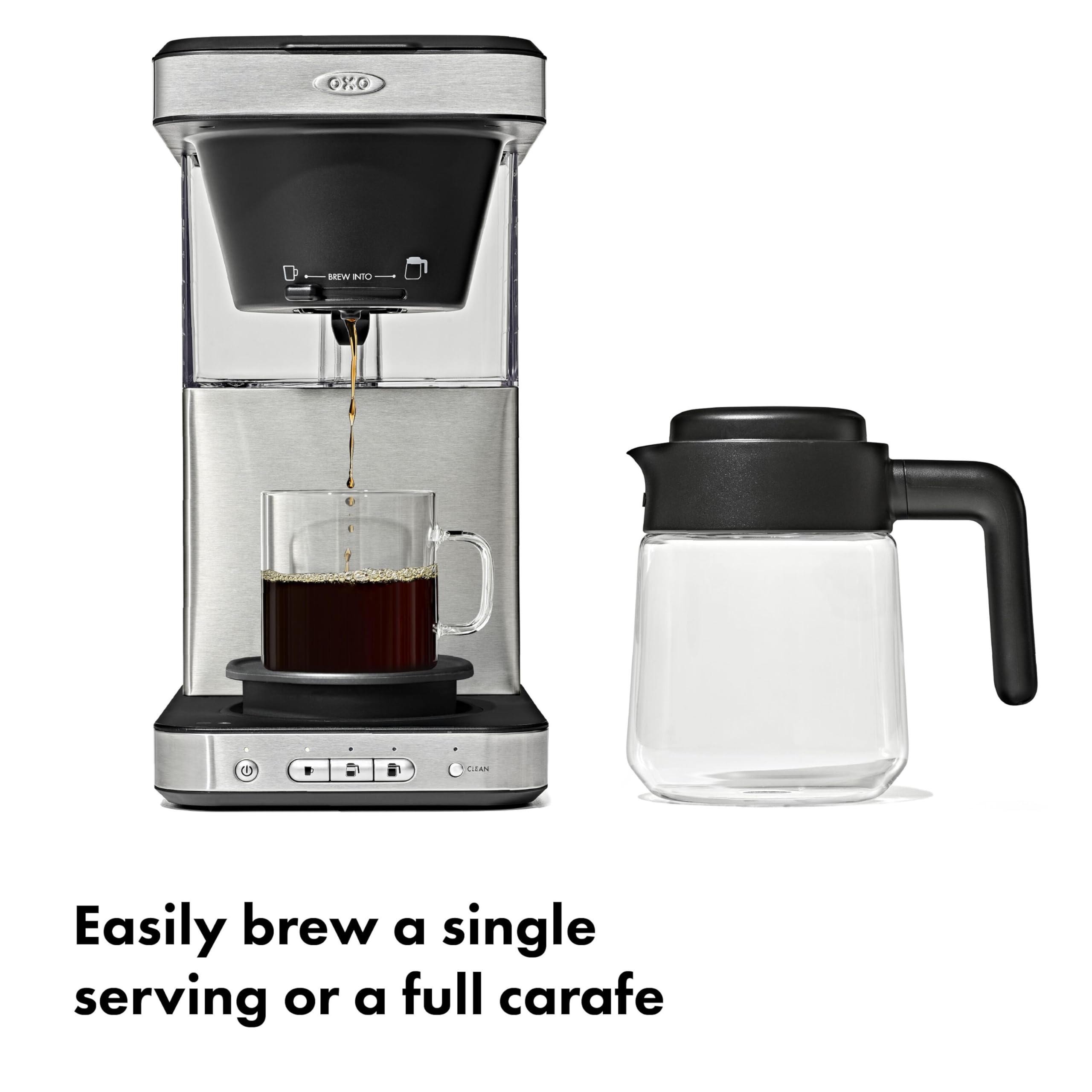 OXO Brew 8-Cup Coffee Maker - Single-Serve & Carafe, Thermal Stainless Steel, SCA Certified
