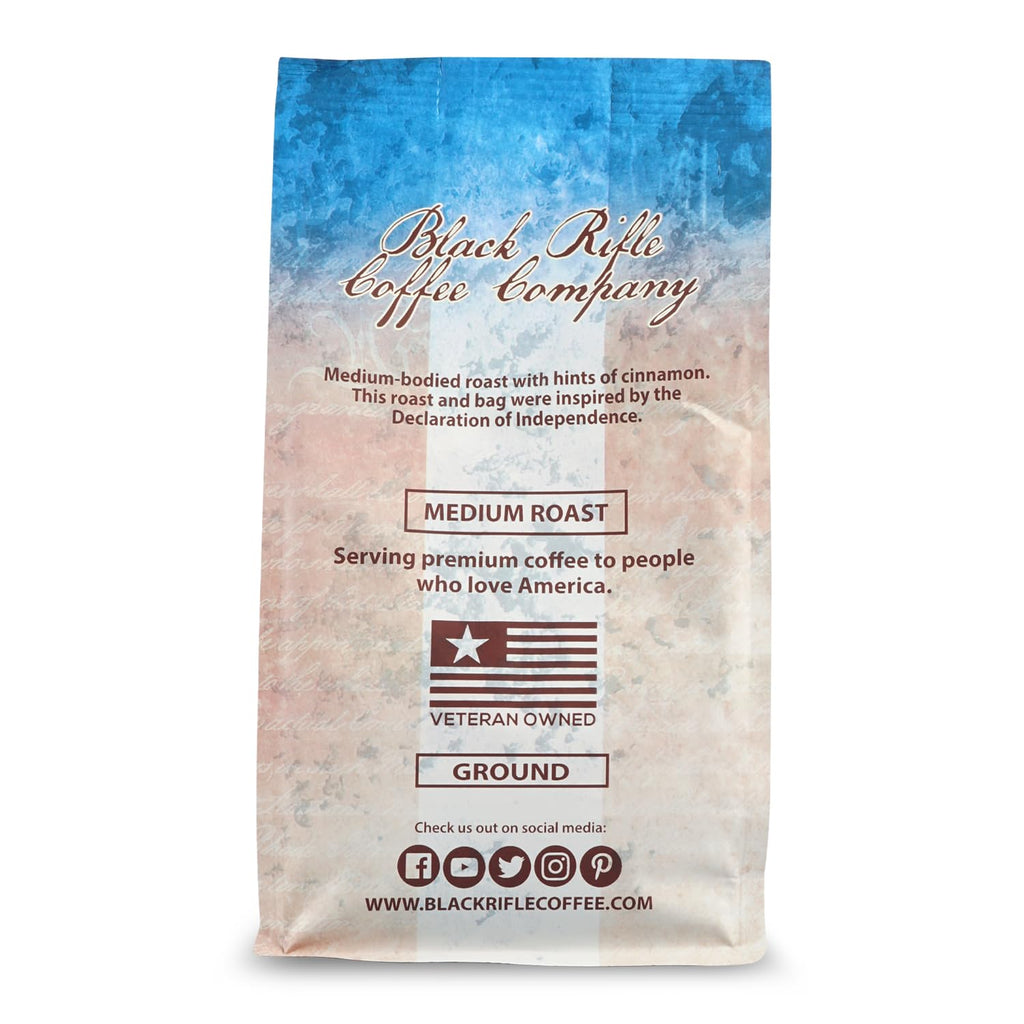 Black Rifle Coffee Company Just Black, 18oz Bag, Ground Coffee Medium Roast - Roasted Blend Made from Arabica Beans - Colombian & Brazilian Beans - Veteran Founded & American Made