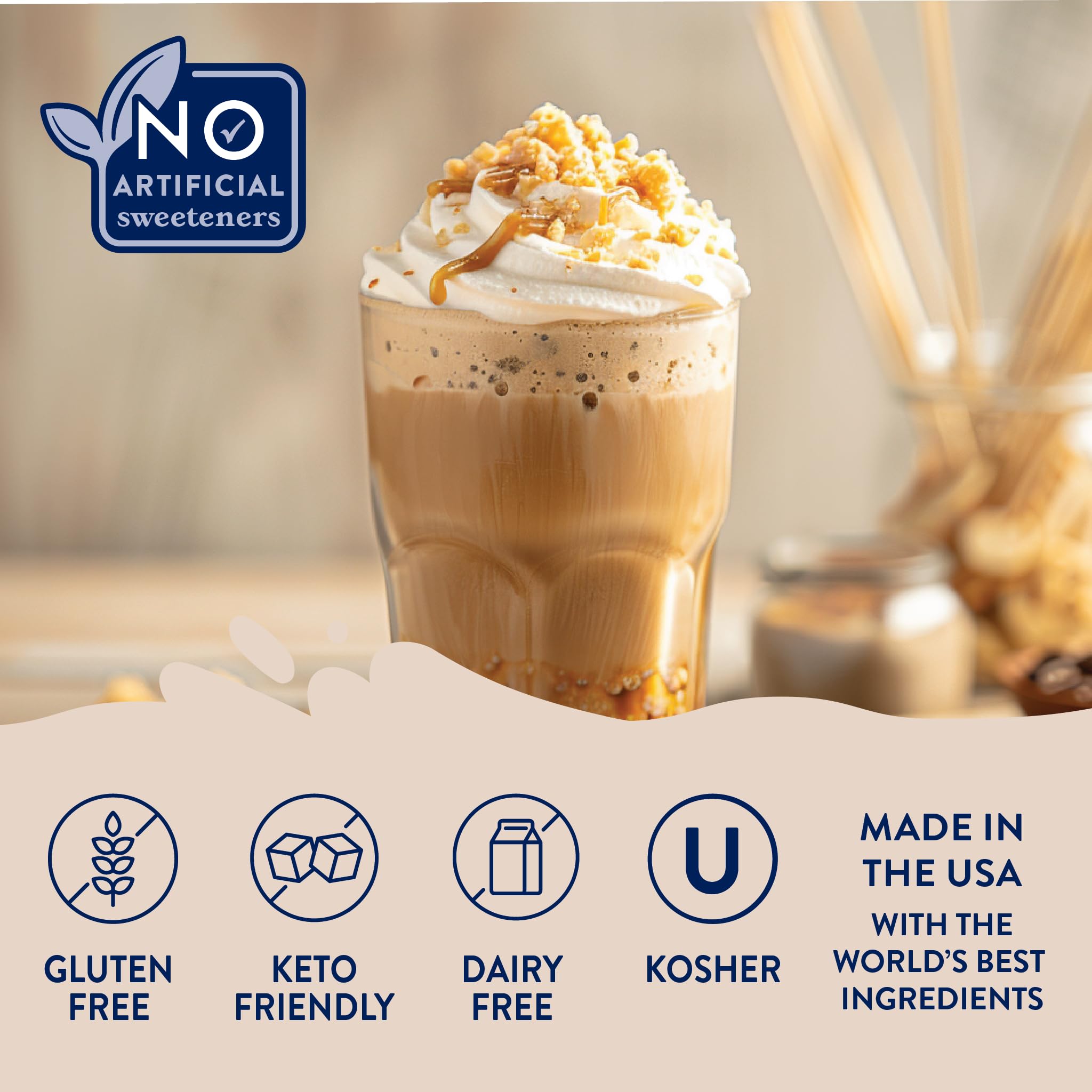 Jordan's Skinny Mixes Sugar Free Coffee Syrup, Cinnamon Dolce Coffee Flavoring Syrup, Naturally Sweetened Zero Calorie Drink Mix, Lattes, Baking or Protein Shake, Dairy & Gluten Free, 12.7 Fl Oz