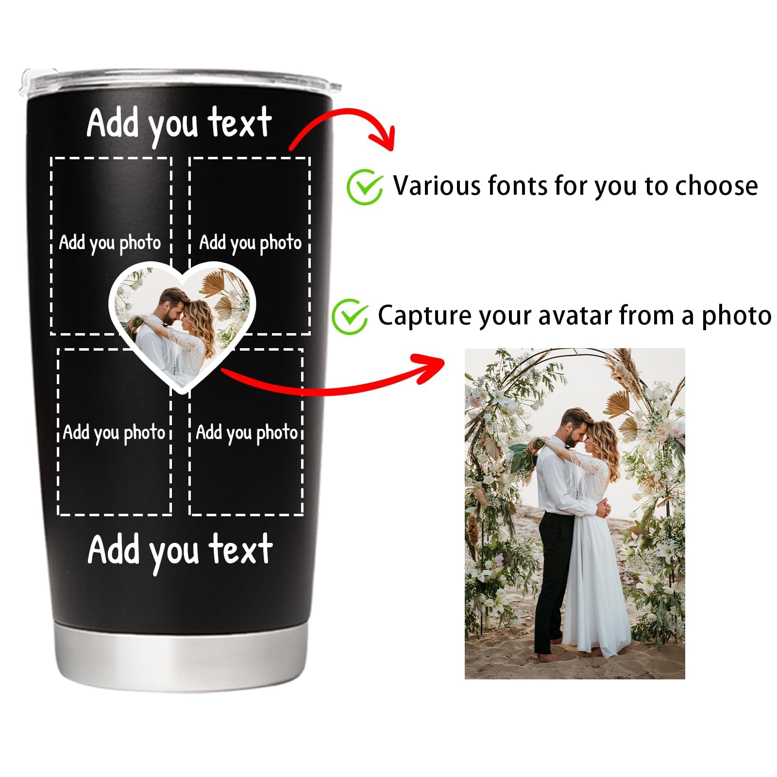 Personalized Tumbler Custom Coffee Tumbler Laser Engrave with Name 20 Oz Stainless Steel Travel Tumbler Cup Mug Personalized Gifts for Birthday Christmas Anniversary for Men Women Kids