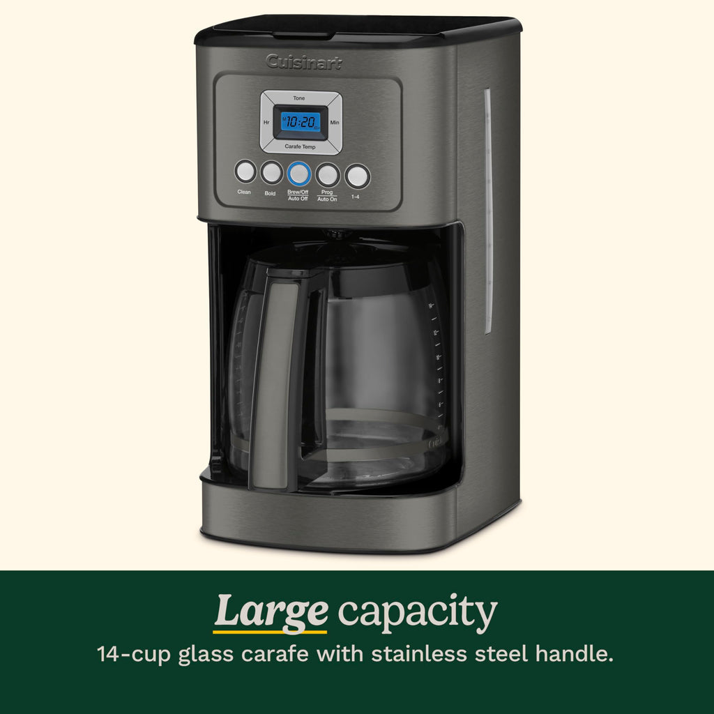 Cuisinart 14-Cup Coffee Maker, Programmable PerfecTemp Glass Carafe Coffee Machine with 1-4 Cup Setting, Brew Strength Control and Pause, Stainless Steel, DCC-3200NAS