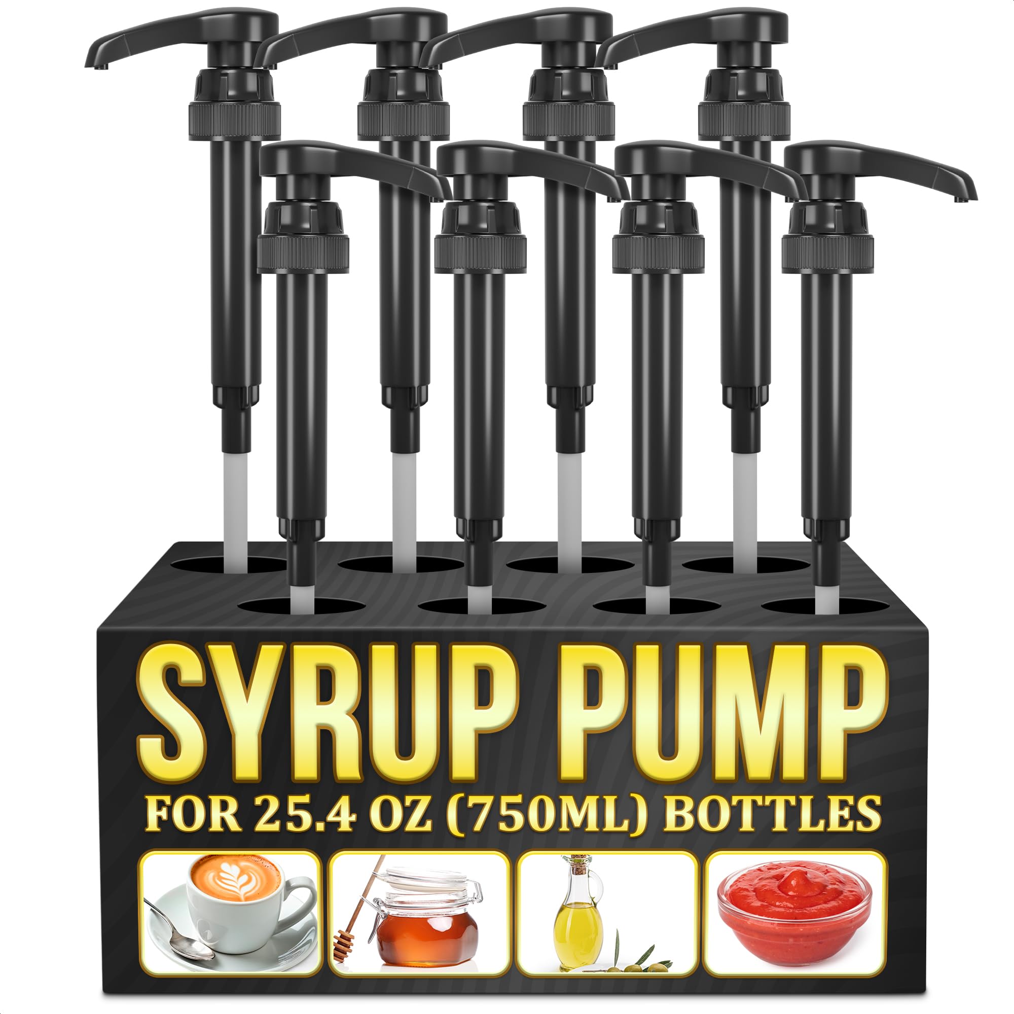 4 Pcs Coffee Syrup Pump Dispenser - Works as Skinny and Torani Syrup Pump - Fits Various 25.4 oz Bottles, Precise Dispensing 0.3oz & Lockable Design, Easy to Use & Clean, Ideal for Liquids