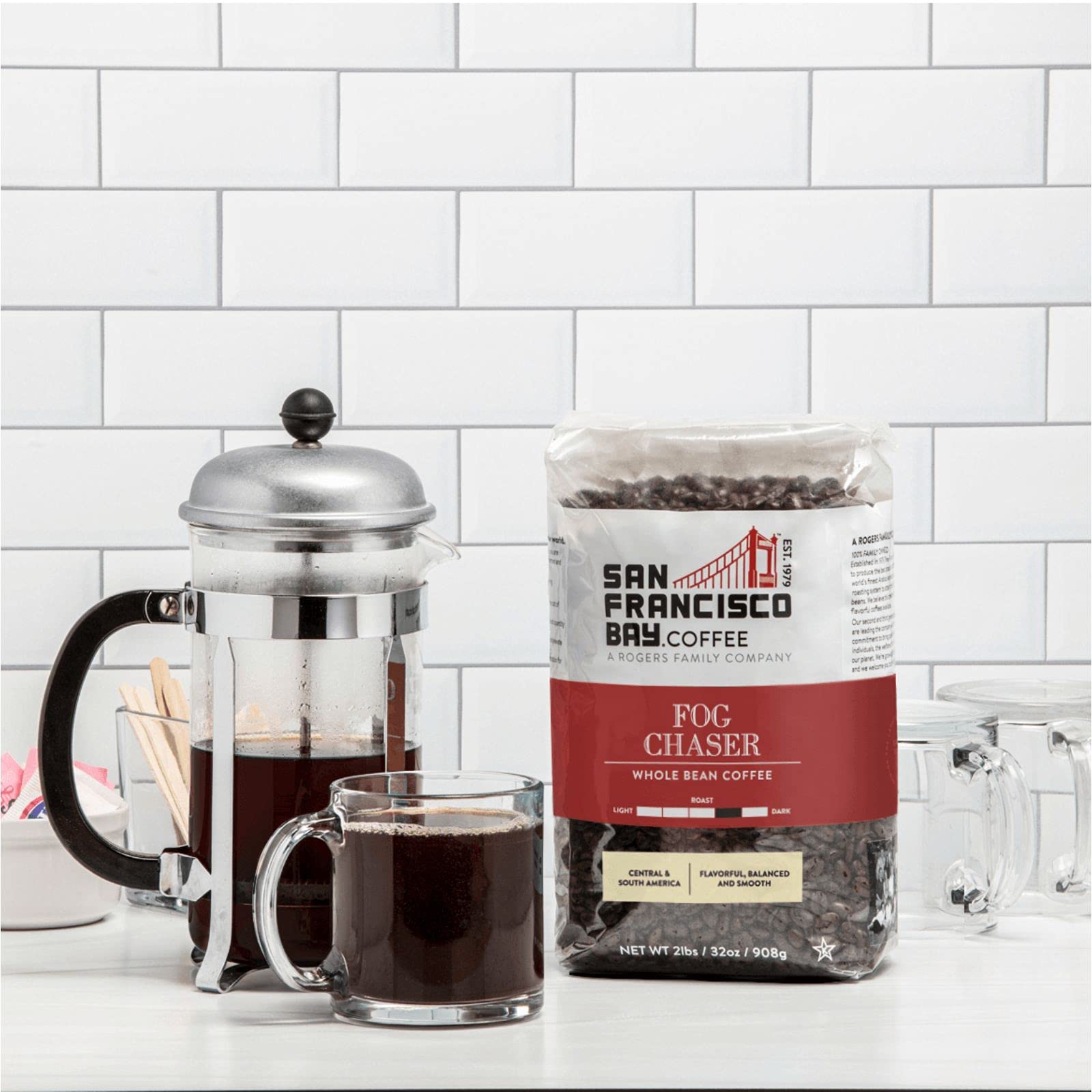 San Francisco Bay Coffee - Medium-Dark Roast Whole Bean Coffee - Fog Chaser (2 lb bag)