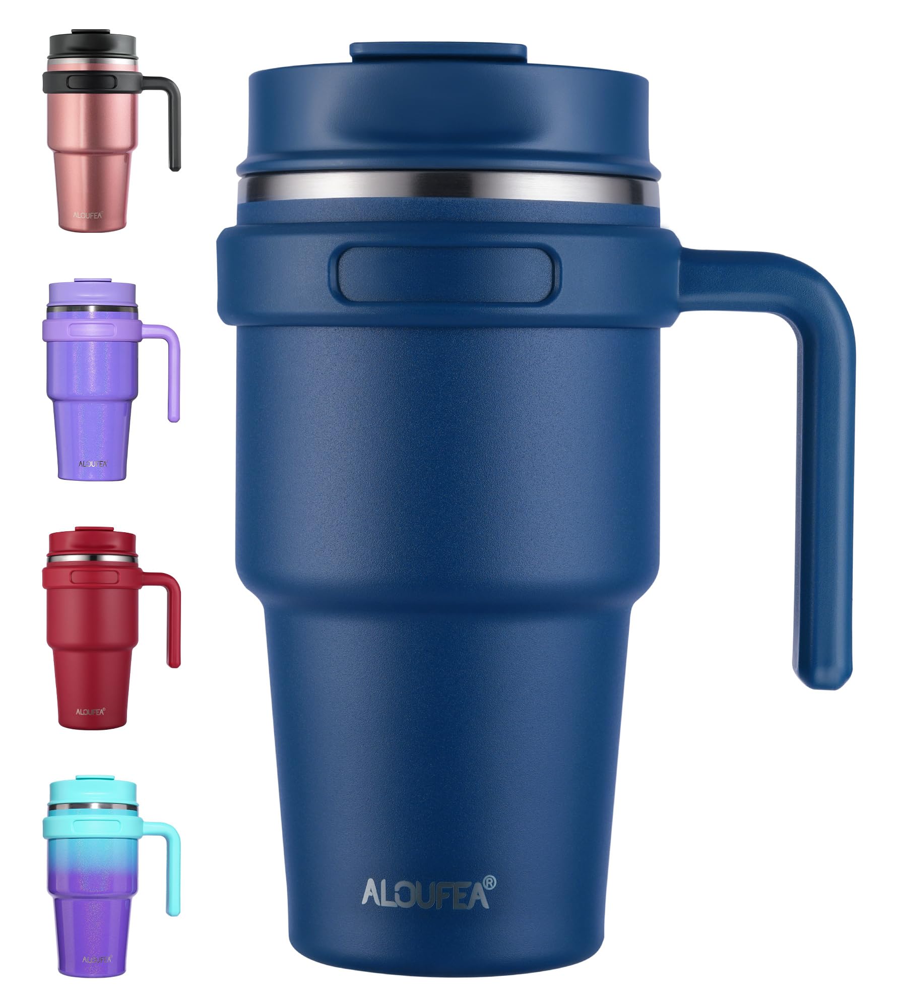 20 oz Insulated Coffee Mug Tumbler with Handle, Stainless Steel Travel Mug Tumbler with Lid and Straw,Double Wall Vacuum Leak Proof Ice Coffee Thermal Cup, Black