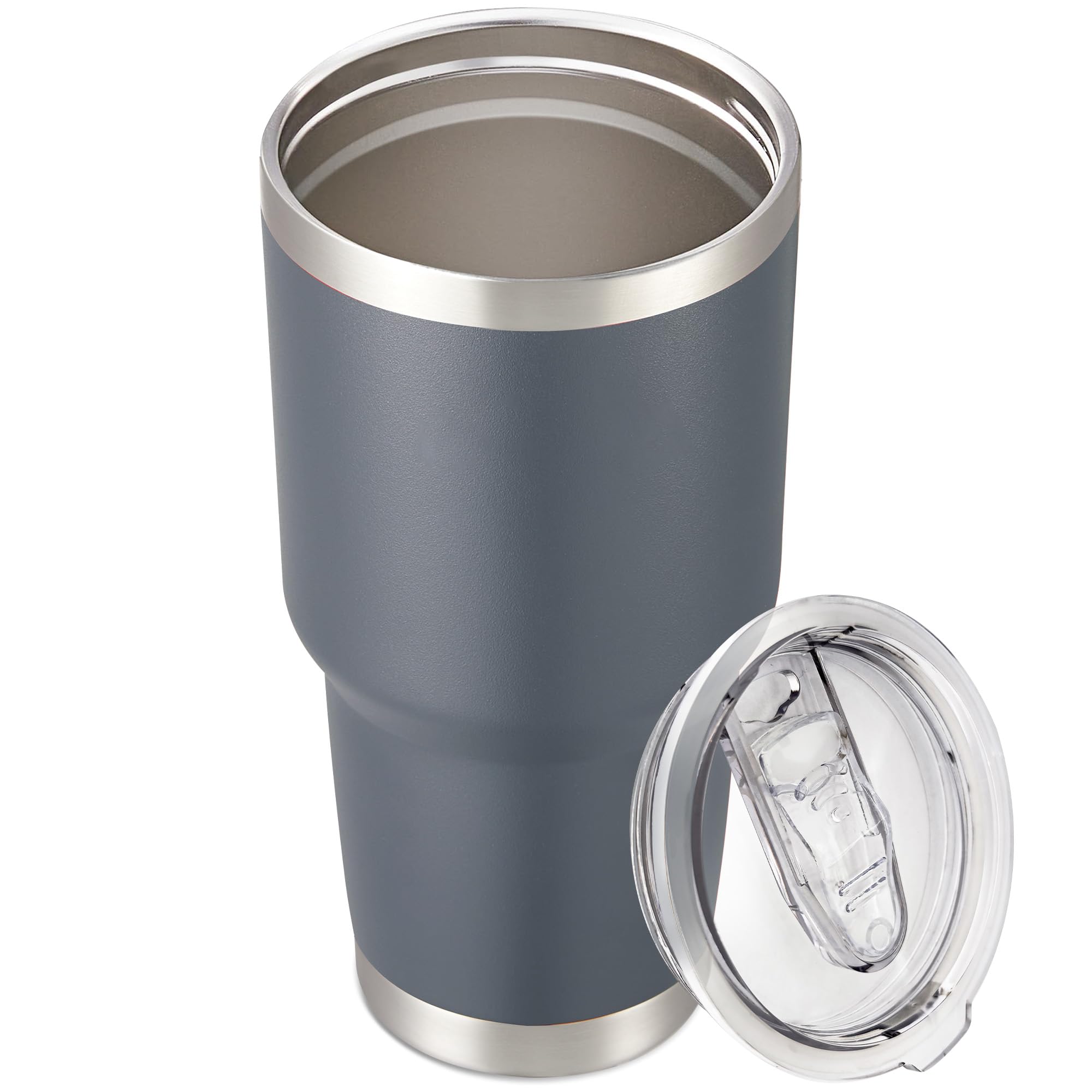 30 oz Tumbler with Lid Stainless Steel Tumblers Bulk Vacuum Insulated Cup Reusable Powder Coated Travel Mug Double Wall Leak Proof Cups Keep Cold Drinks for 12 Hours Black, Set of 8