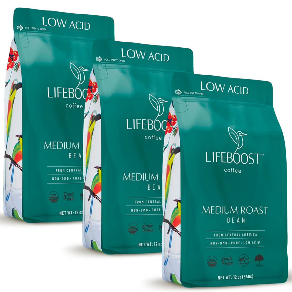Lifeboost Dark Organic Coffee Beans - Single Origin Non-GMO Dark Roast Low Acid Coffee Beans - Third Party Tested For Mycotoxins & Pesticides - Whole Bean - 12 Ounces