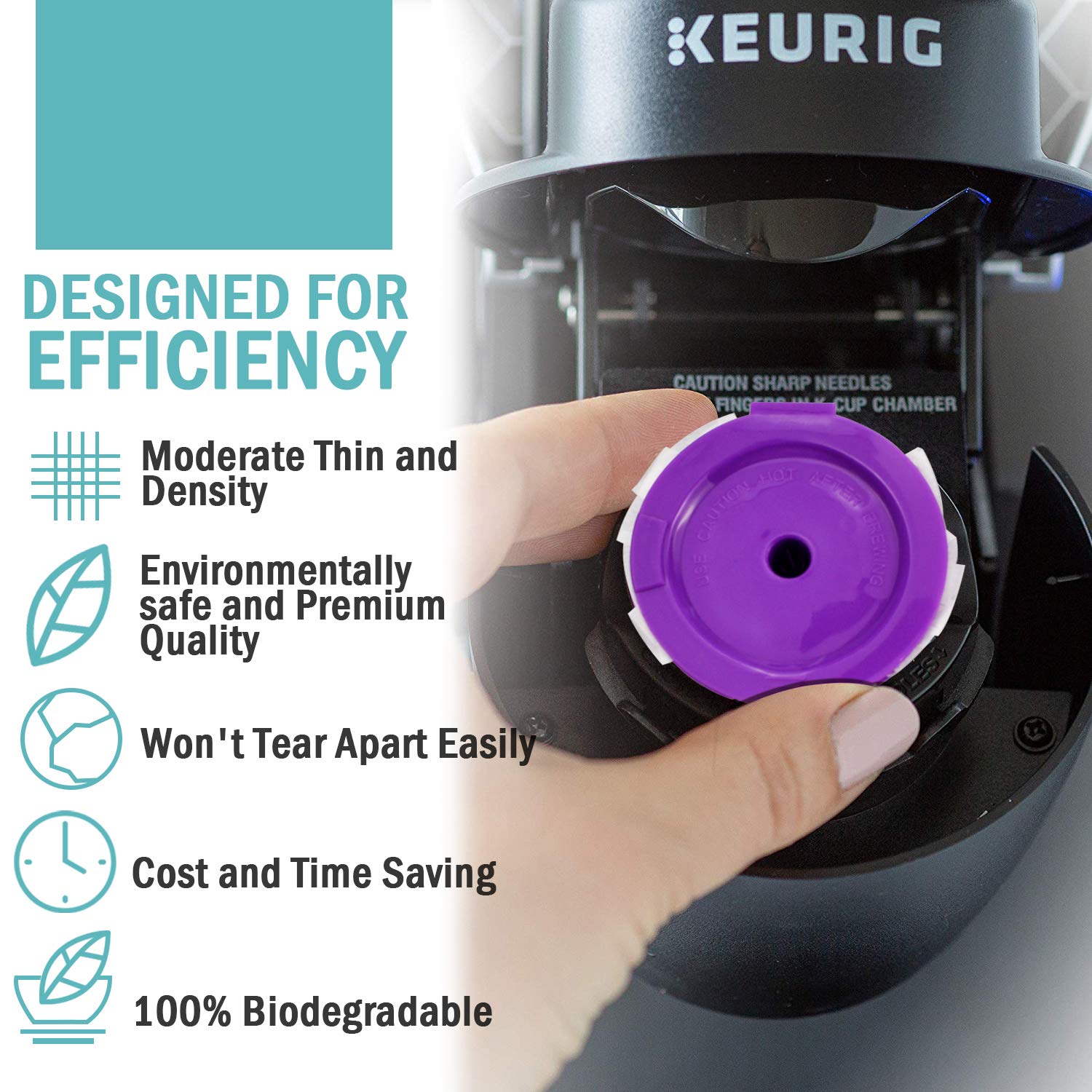 CAPMESSO Disposable Coffee Paper Filters Replacement Keurg Filter Compatible with Reusable Single Serve Pods Keurg Coffee Maker-300 Count (Natural)