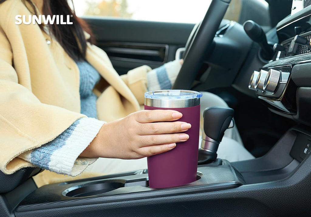 SUNWILL Travel Coffee Tumbler 20 oz, Insulated Mug with Lid, Stainless Steel Cup for Outdoor, Powder Coated Navy