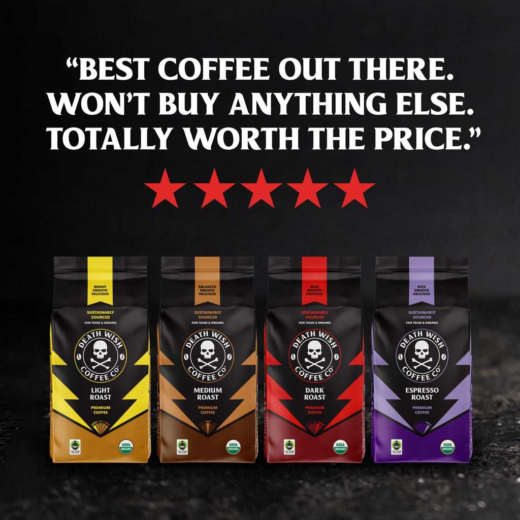 Death Wish Coffee, Valhalla Java Odinforce Blend Whole Bean, USDA Organic and Fair Trade, 12 oz (Pack of 1)
