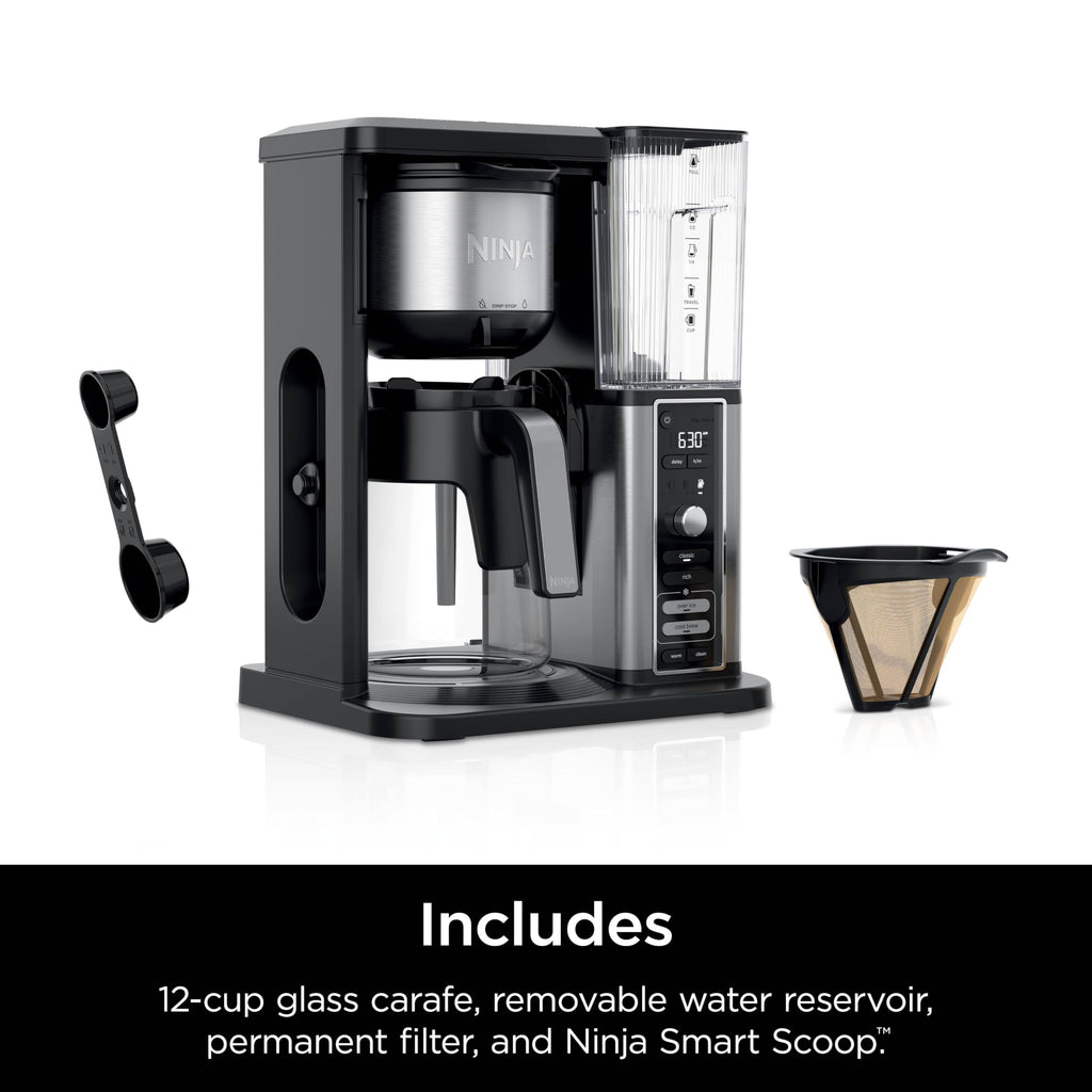 Ninja Specialty Coffee Maker | Includes 10-Cup Carafe, Fold-Away Frother, Permanent Filter & Removable, Dishwasher Safe Reservoir | 6 Brew Styles, 8 Cup to Travel Mug to Pot Sizes | Black | CM401