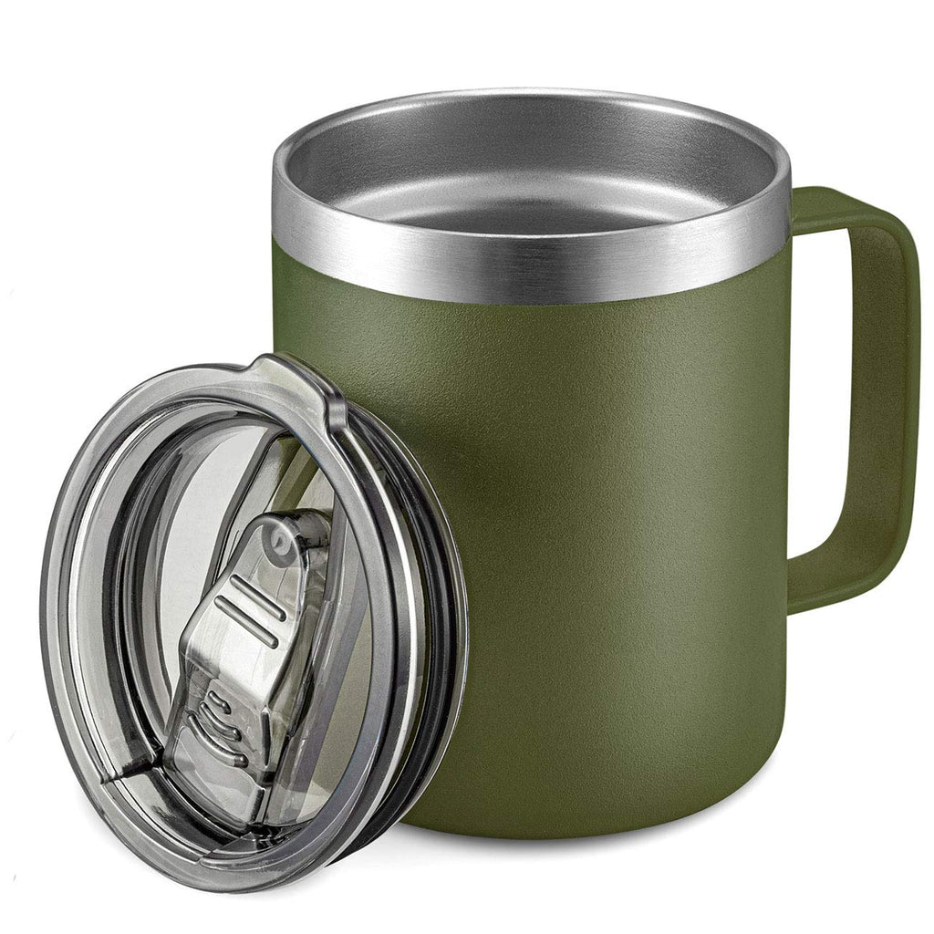 12oz Stainless Steel Insulated Coffee Mug with Handle, Double Wall Vacuum Travel Mug, Tumbler Cup with Sliding Lid, Navy