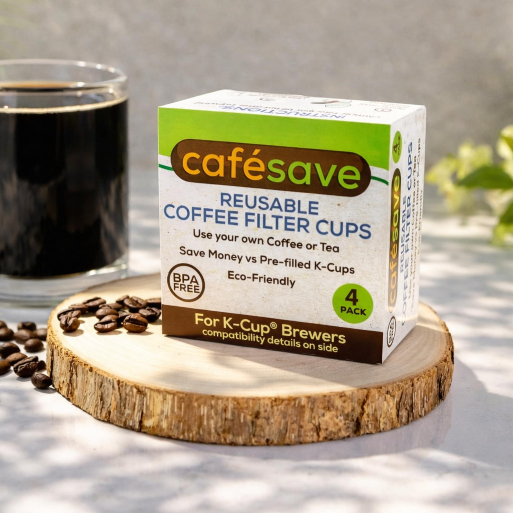 Perfect Pod 1-Stream Cafe Save Reusable K Cup Pod Coffee Filters - Refillable Coffee Pod Capsules with Built-In, Integrated Mesh Strainer for use with Keurig & Select Single Cup Coffee Makers, 4-Pack