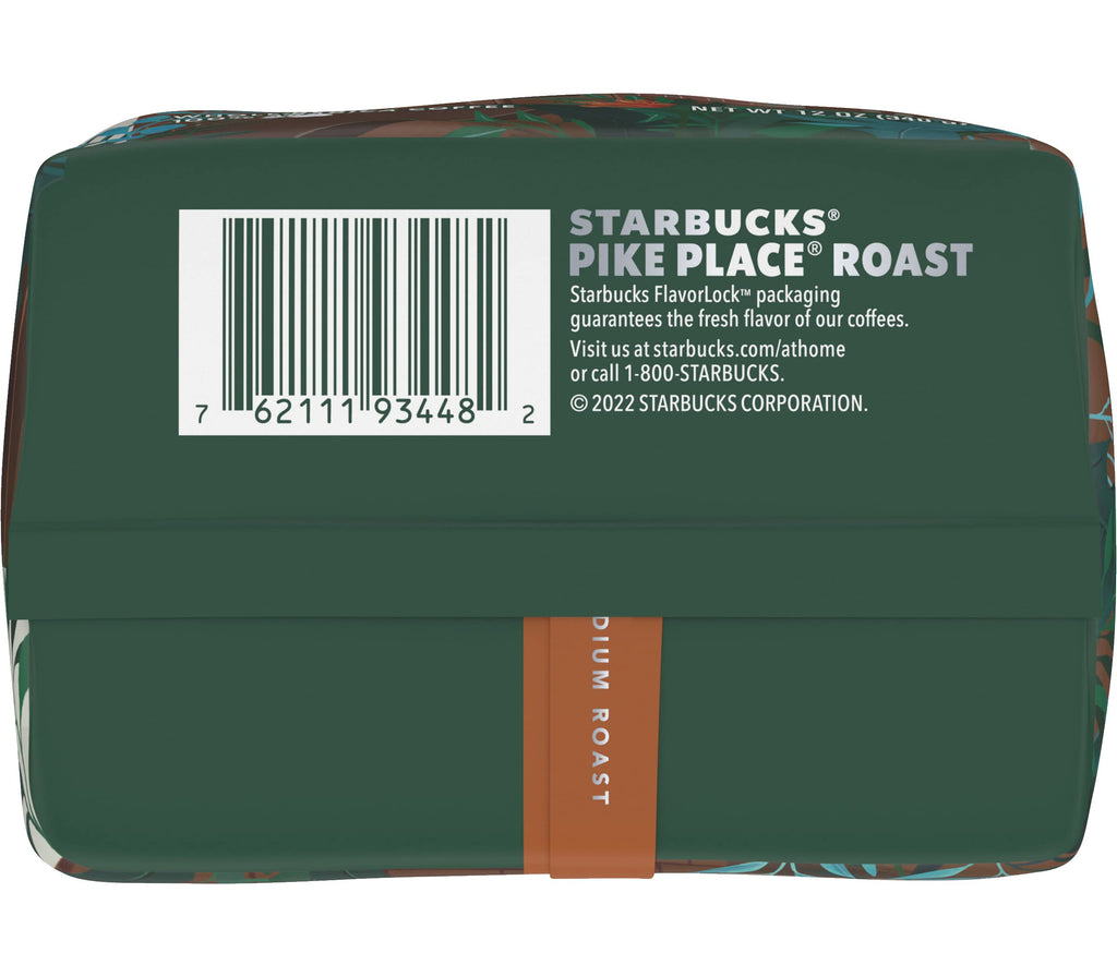 Starbucks Whole Coffee Beans, Medium Roast Hot or Iced Coffee, Pike Place Roast, 28 oz