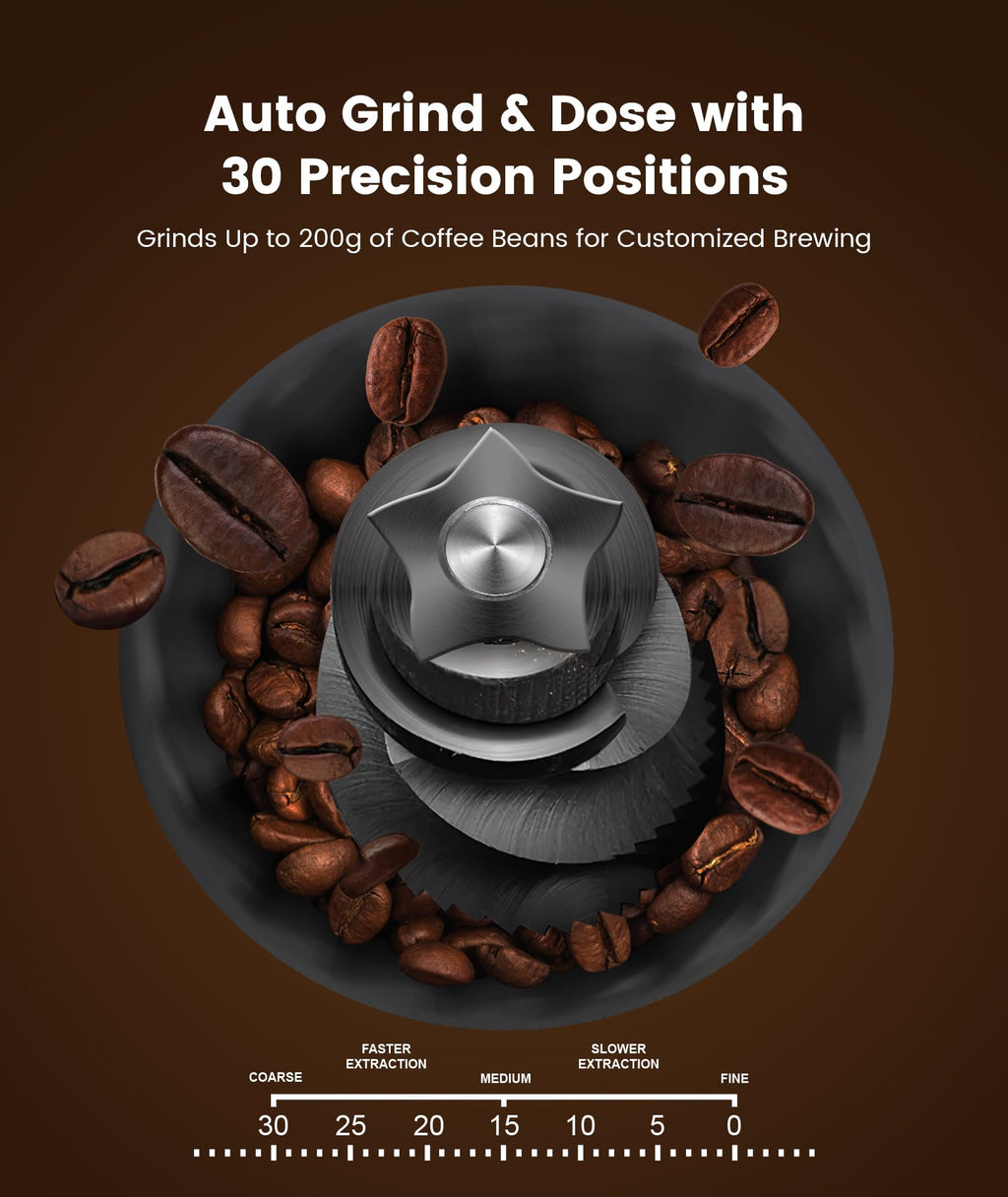 Espresso Machine 15 Bar with Built-in Anti-Clog Coffee Grinder,Stainless Steel Coffee Maker with 77.8 oz Removable Water Tank for Cappuccino/Latte,Home&Office,Black