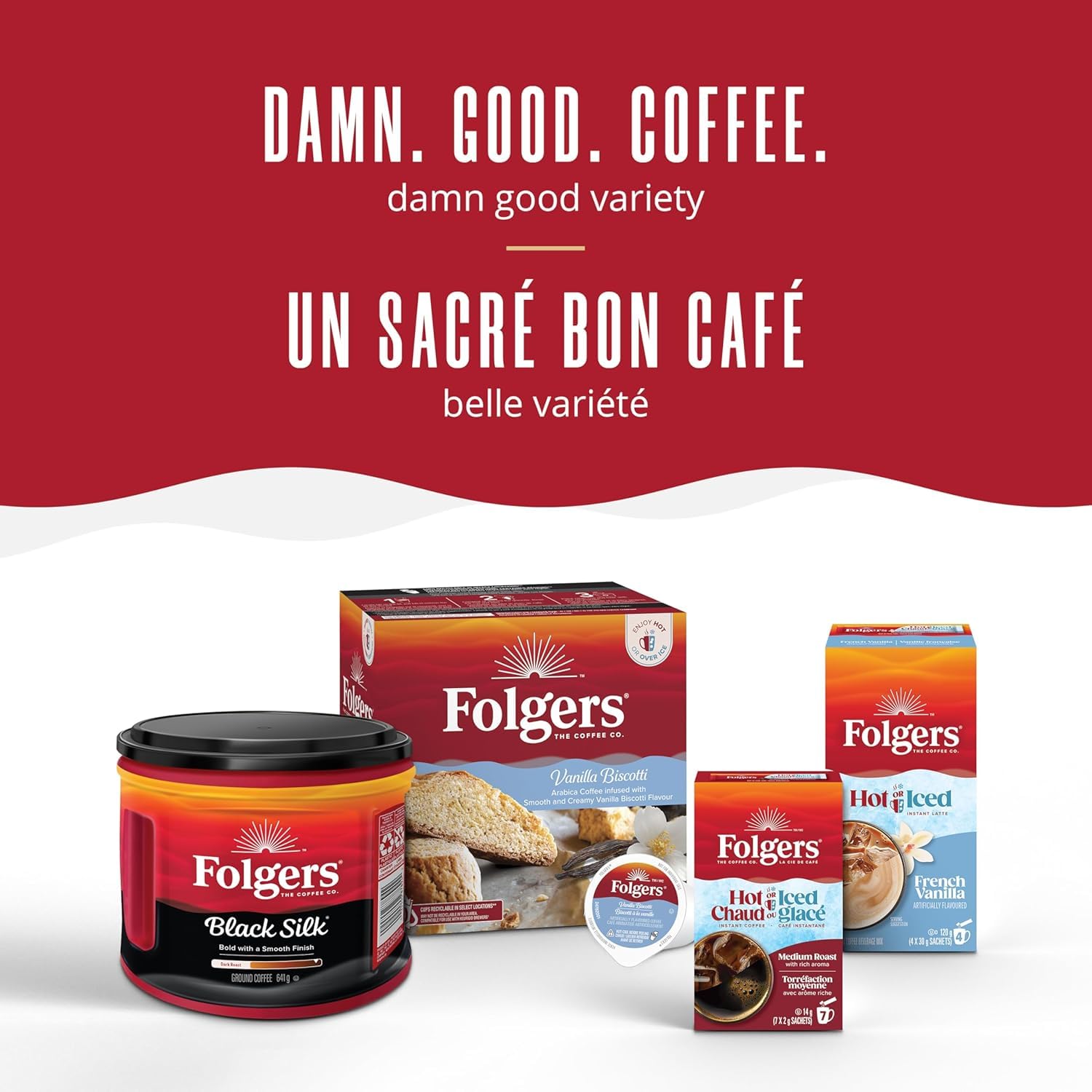 Folgers French Vanilla Artificially Flavored Coffee, Keurig K-Cup pods, 10 Count Box (Pack of 6)