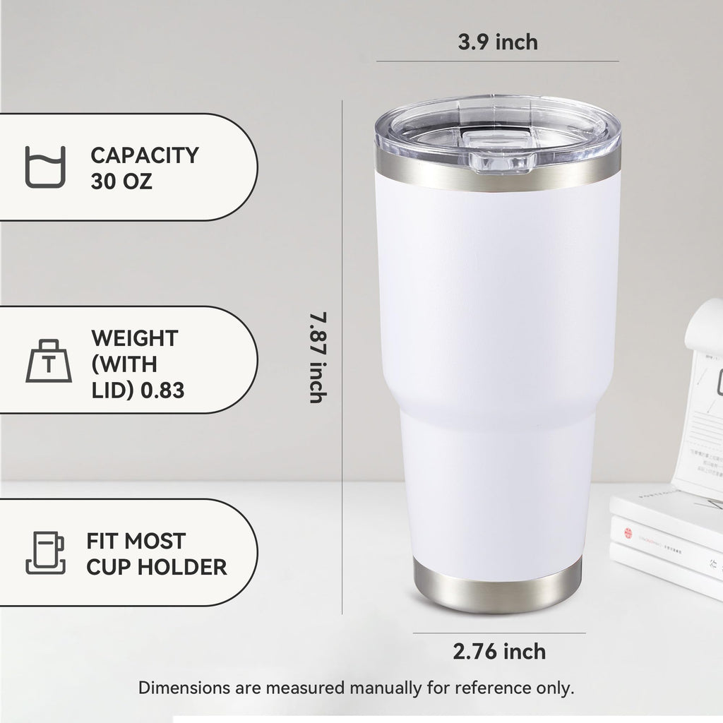 30 oz Tumbler with Lid Stainless Steel Tumblers Bulk Vacuum Insulated Cup Reusable Powder Coated Travel Mug Double Wall Leak Proof Cups Keep Cold Drinks for 12 Hours Black, Set of 8